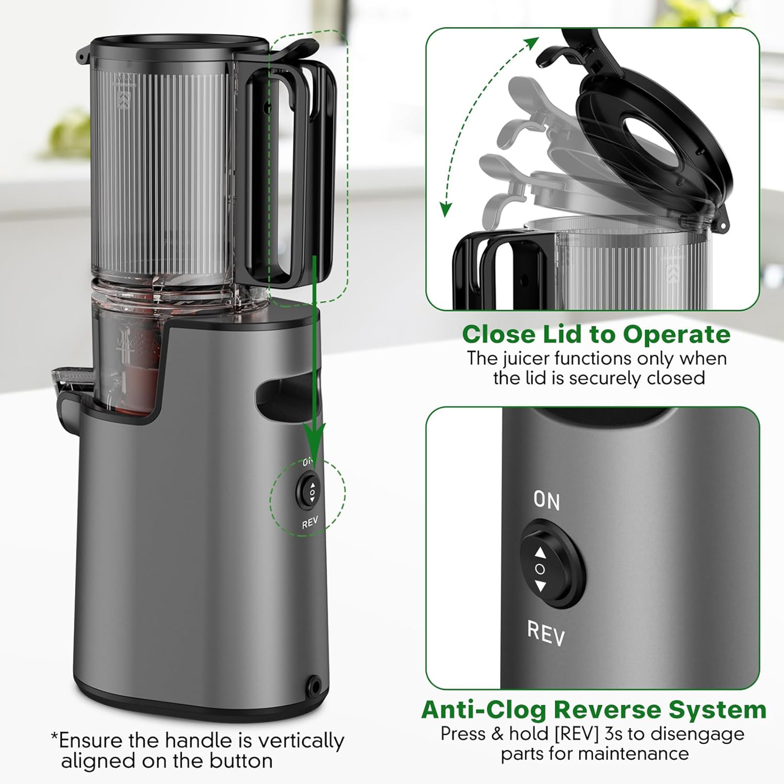 LQZ Cold Press Juicer, Masticating Juicer with 5.4" Wide Feed Chute, 350w Slow Juicer Machines Fit Whole Vegetables and Fruits with High Juice Yield, Easy to Clean (Black)