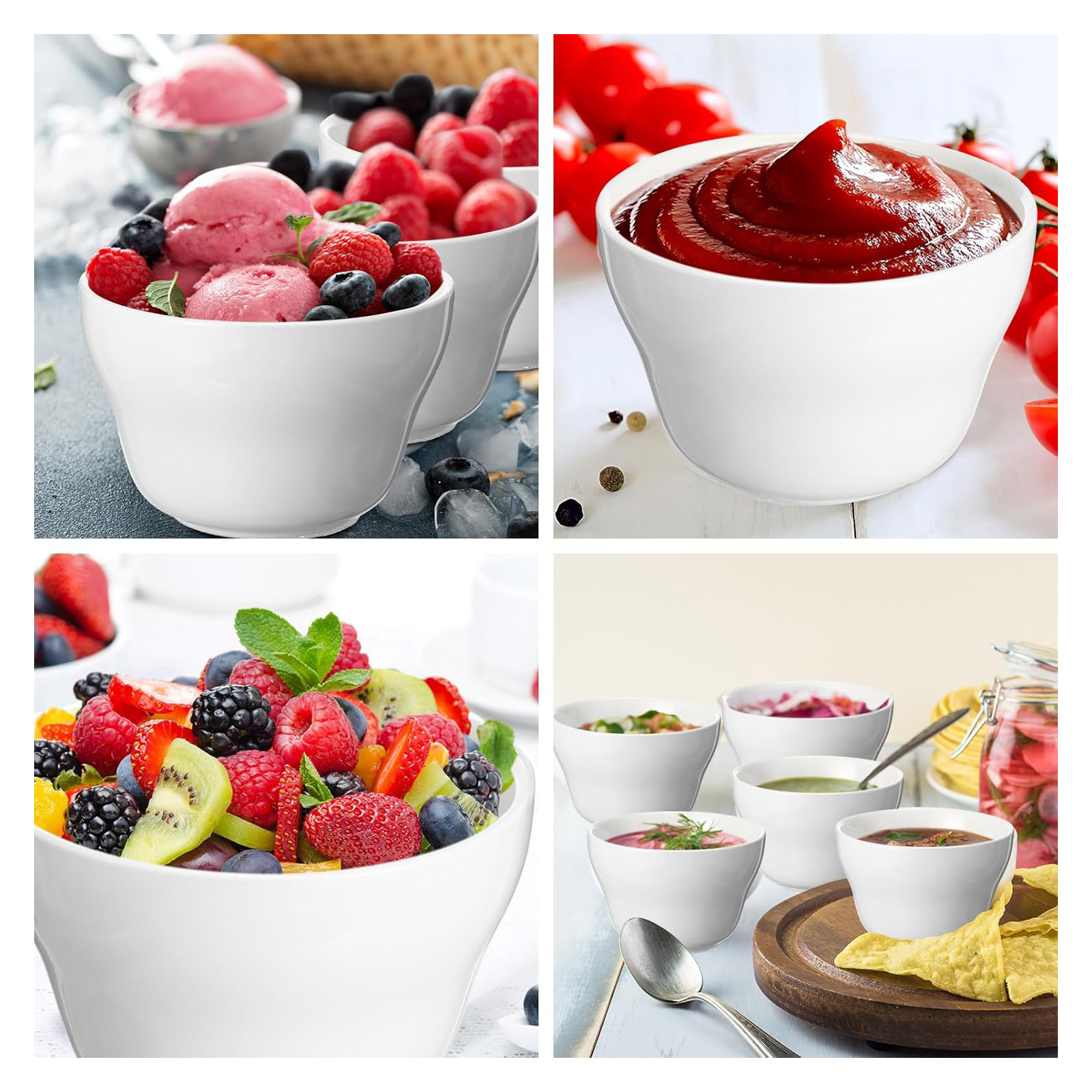 Patelai 18 Pack 8 oz Porcelain Bowls Porcelain Broth Cups, Small Dessert Bowls, Soup and Dip Bowls for Ice Cream, Desserts, Soups, Side Dishes, Salads, Cereal, Rice Microwave Dishwasher Safe, White
