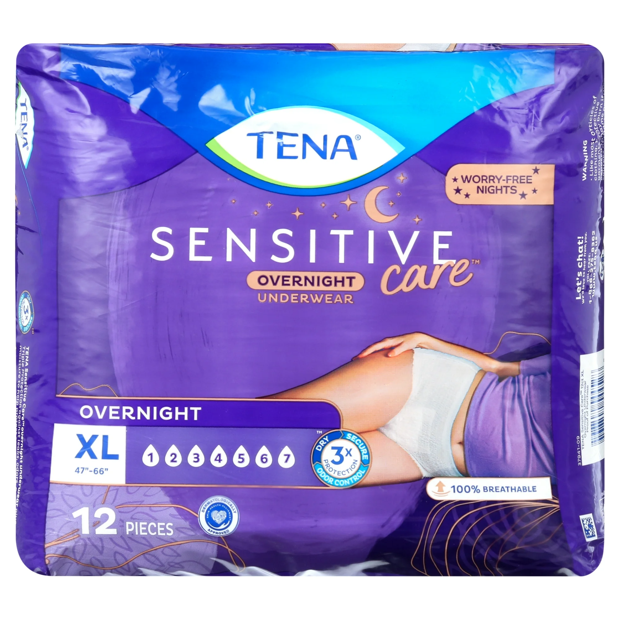 TENA Sensitive Care Overnight Incontinence Underwear for Women XLarge(12 Count)