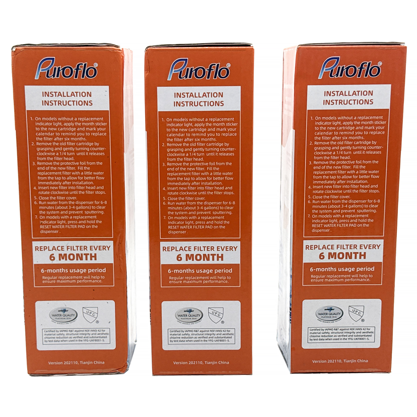 PUROFLO UKF8001 Compatible with Whirlpool EDR4RXD1, 4396395, Maytag UKF8001, UKF8001AXX, EveryDrop Refrigerator Water Filter 4, RFC0900A, UKF8001AXX-200, UKF8001P, 469006, PUR, Puriclean II - 3 Pack