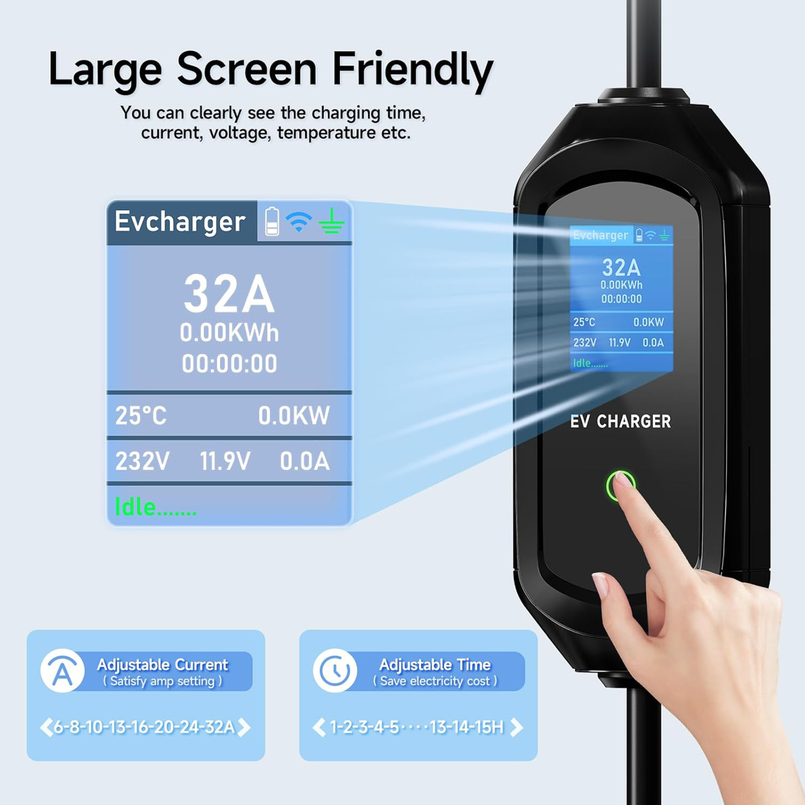 AFYEEV Level 1/2 Charger, 32A 110-240V WiFi/APP Enabled 25FT Cable Tesla Mobile Charger with NEMA 14-50P&5-15, Adjustable Current & Delay Charge Time, Home Charging for Tesla Model Y/3/S/X