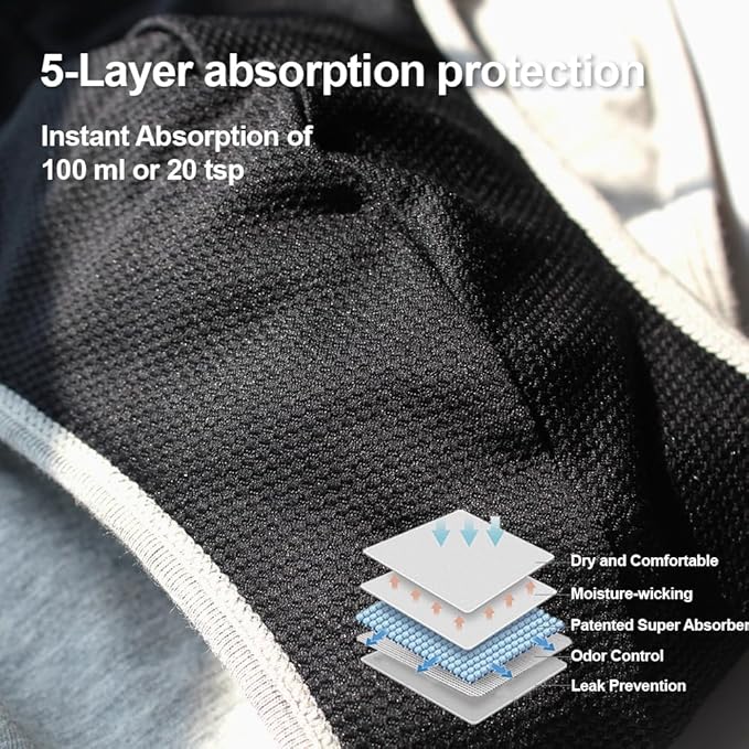 BATTEWA Men's Incontinence Underwear for Bladder Leakage 100mL Leakproof Briefs Cotton Urine Absorbent Protective Underwear, 2-Pack (Large, Darkgray)