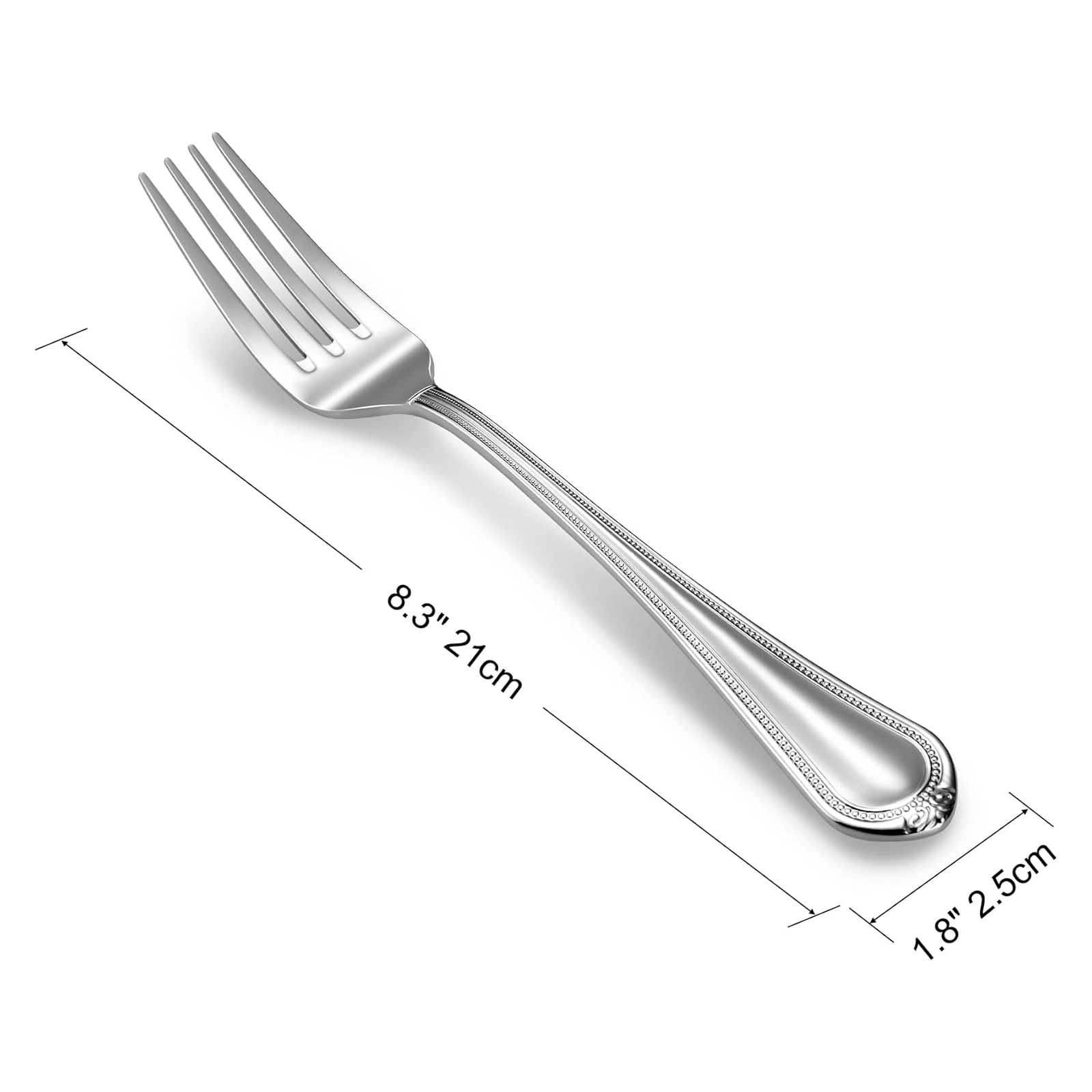 KEAWELL Pearl Edge 4-Piece Premium Fork Set, 18/10 Stainless Steel, Fine Silverware with Mirror Finish, Dishwasher Safe (4, 8" Dinner Forks)