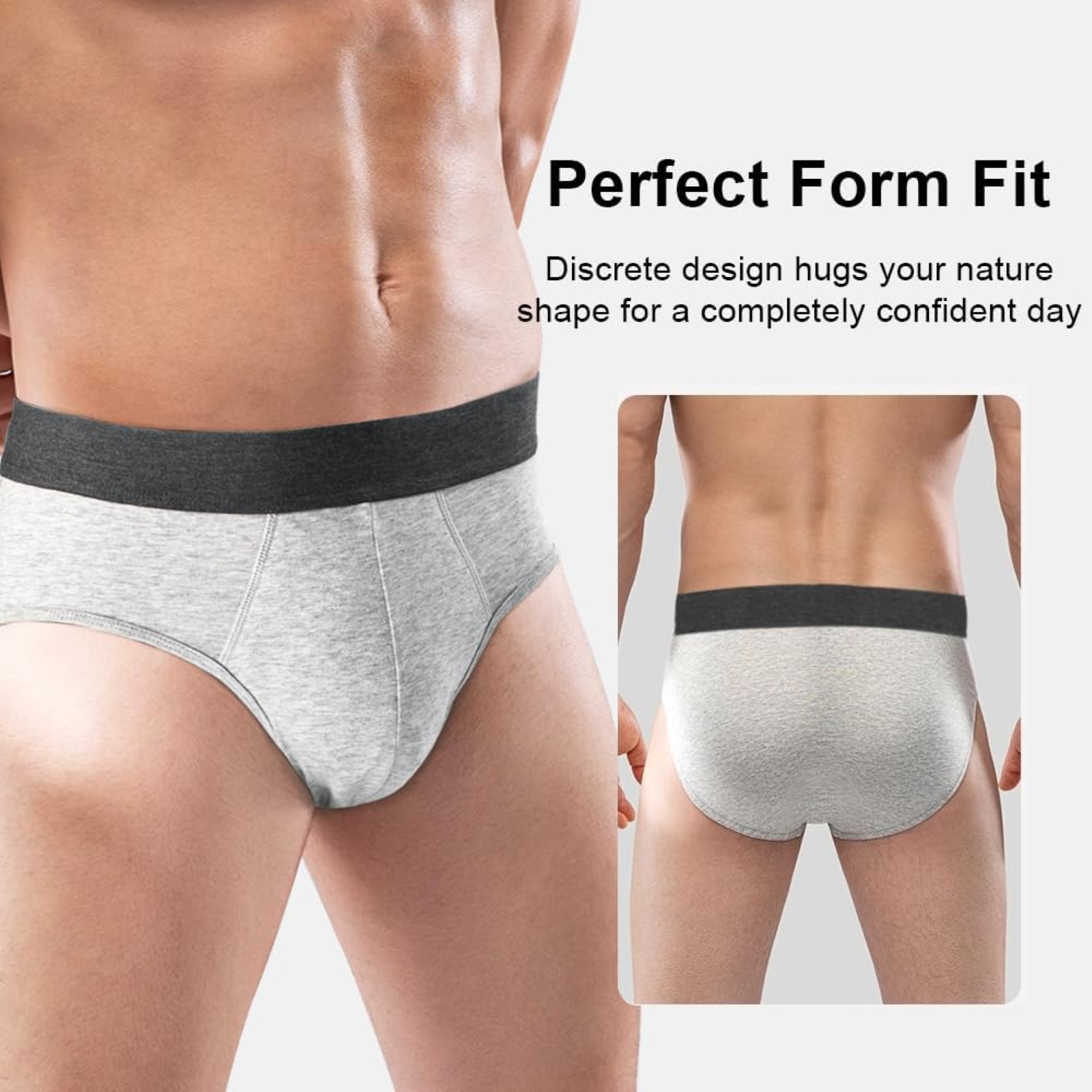 BATTEWA Mens Incontinence Underwear 2-Pack, 100ML Leak Proof Boxer Brief Underwear for Men (2X-Large, Gray)