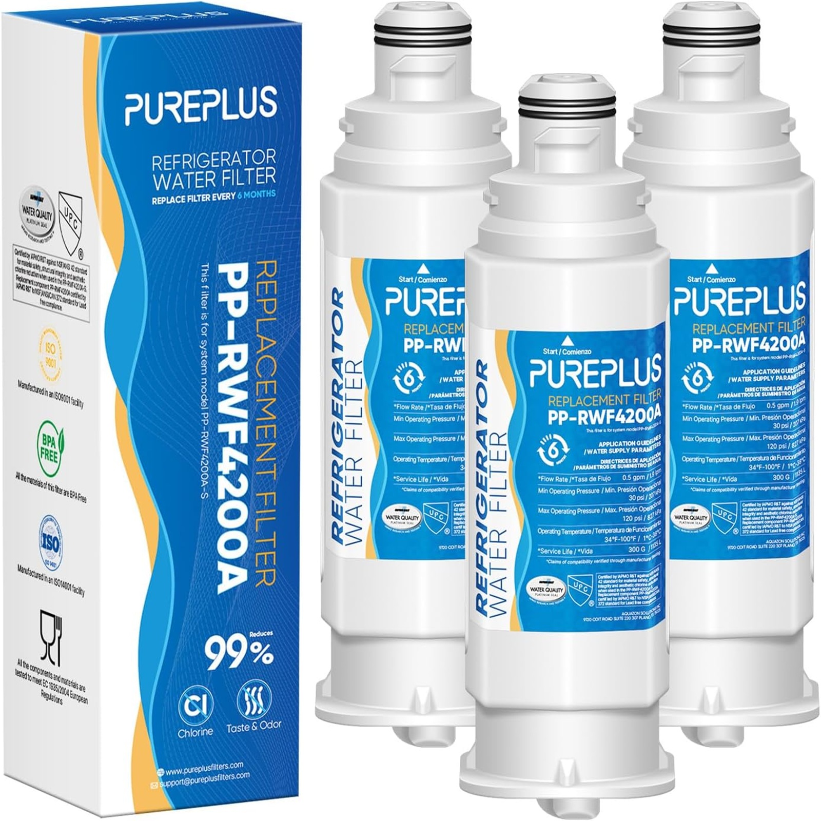 PUREPLUS DA97-17376B Replacement for Samsung HAF-QIN, HAF-QIN/EXP, DA97-08006C, RF23M8070SG, RF23M8070SR, Refrigerator Water Filter