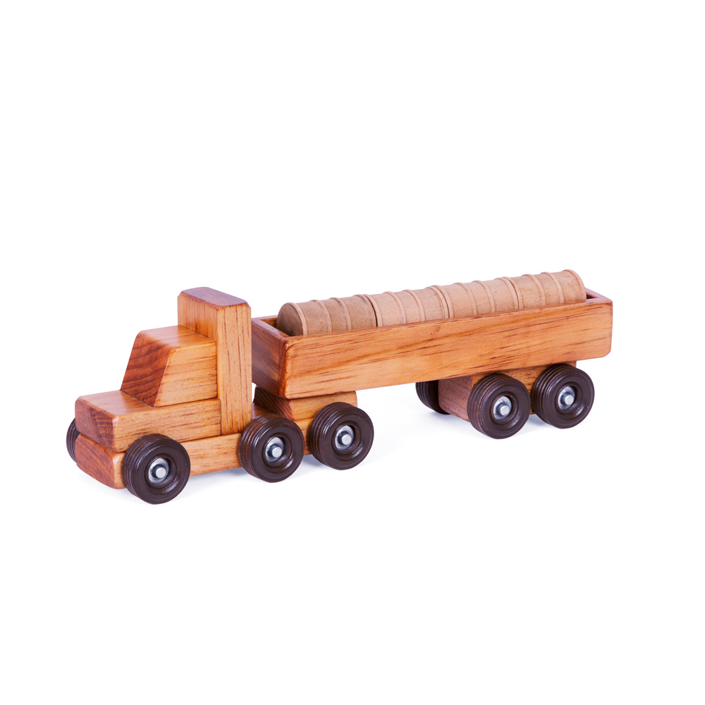 American Made Wooden Toy Barrel Truck – Small