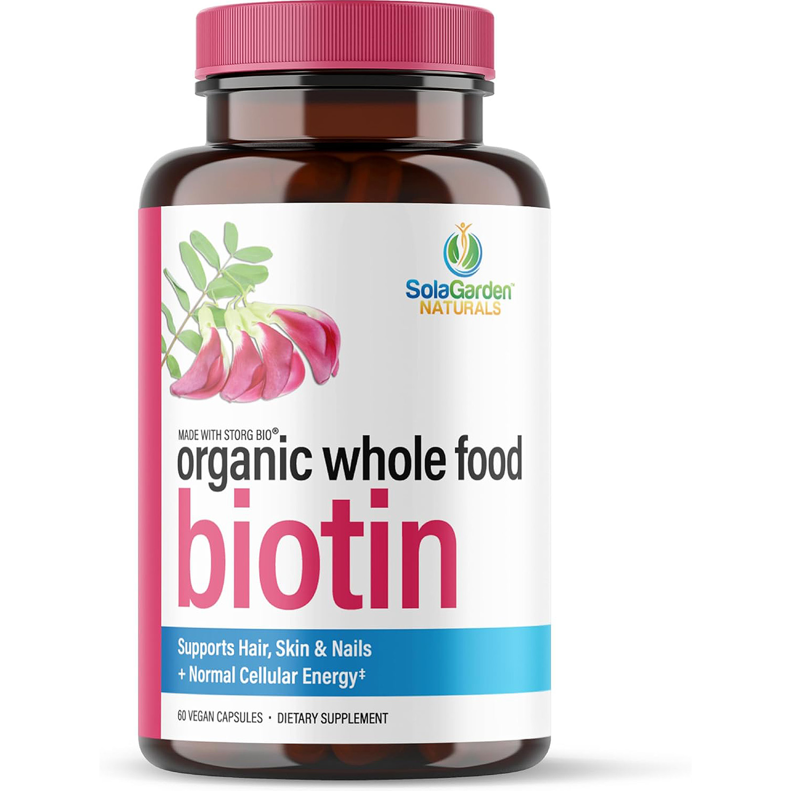 Whole Food Biotin Supplement, May Support Hair, Skin and Nails. 60 Capsules.