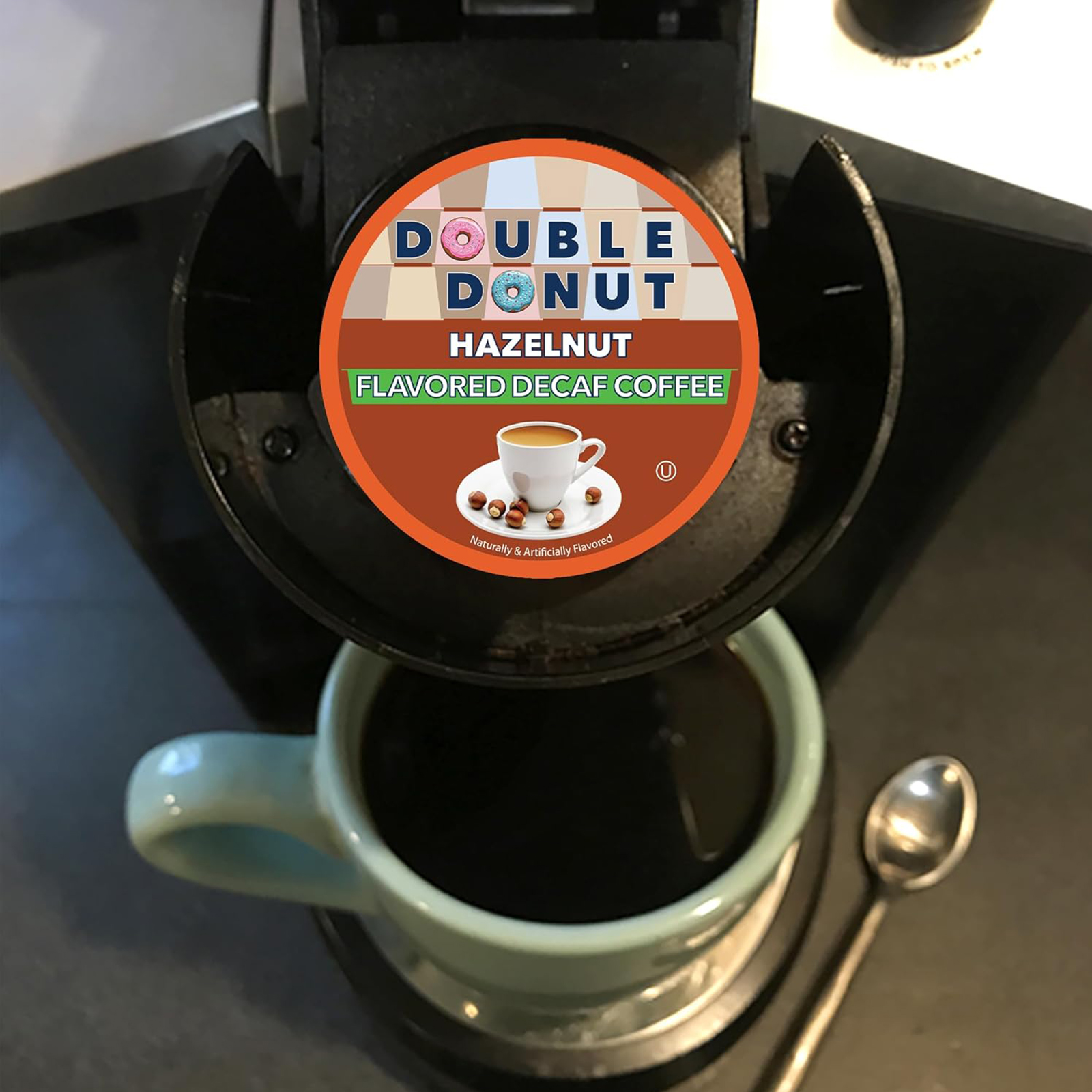 Double Donut, Decaf Hazelnut Flavored Coffee Single Serve Cups, 80 Ct