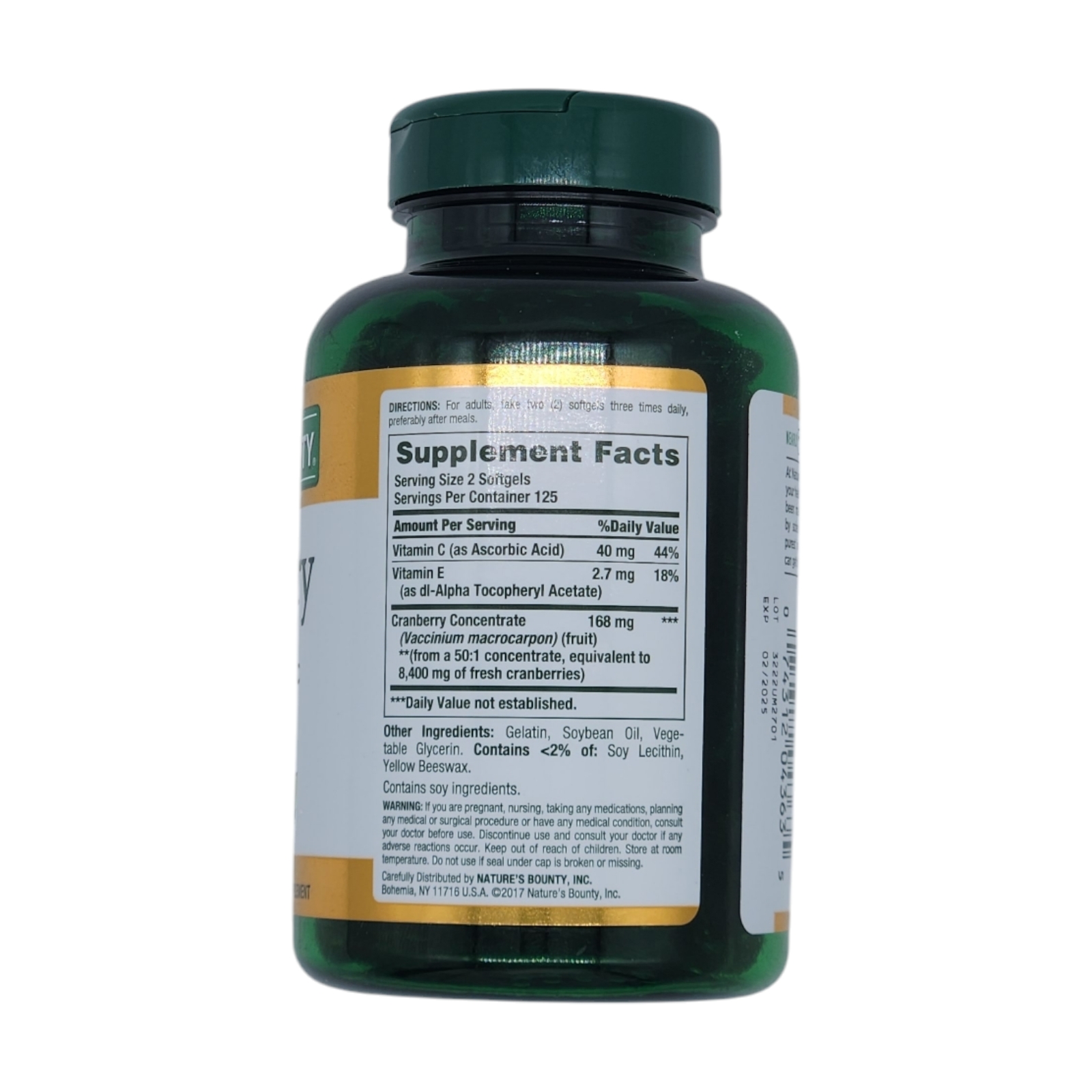 Nature's Bounty Cranberry Plus Vitamin C Softgels 4200mg, 250 Ct
