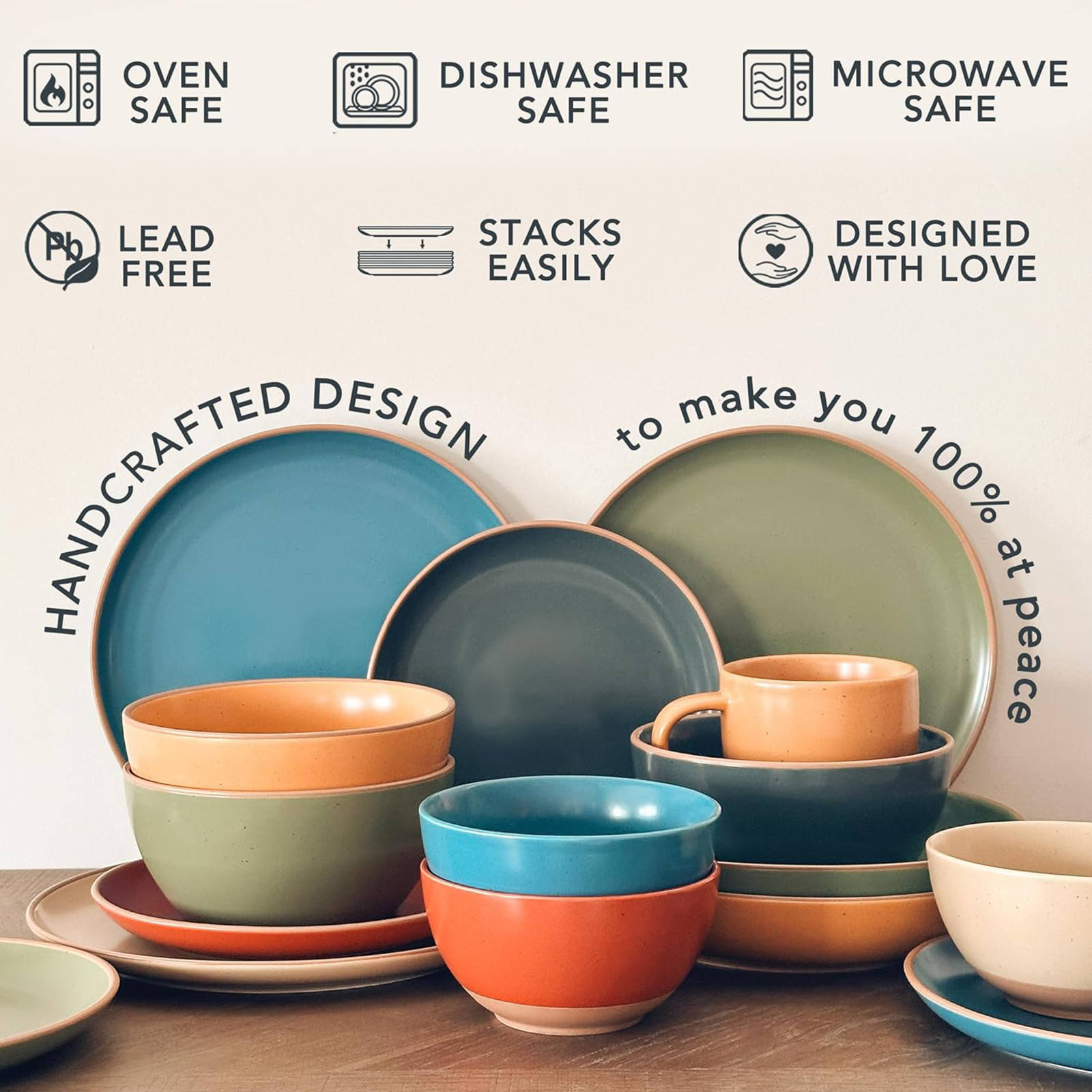 Mora Ceramic Artisan Matte Plates Set, 7.8 in - Set of 6 - The Dessert, Salad, Appetizer, Small Dinner etc Plate. Microwave, Oven, and Dishwasher Safe, Scratch Resistant. Kitchen Porcelain Dish