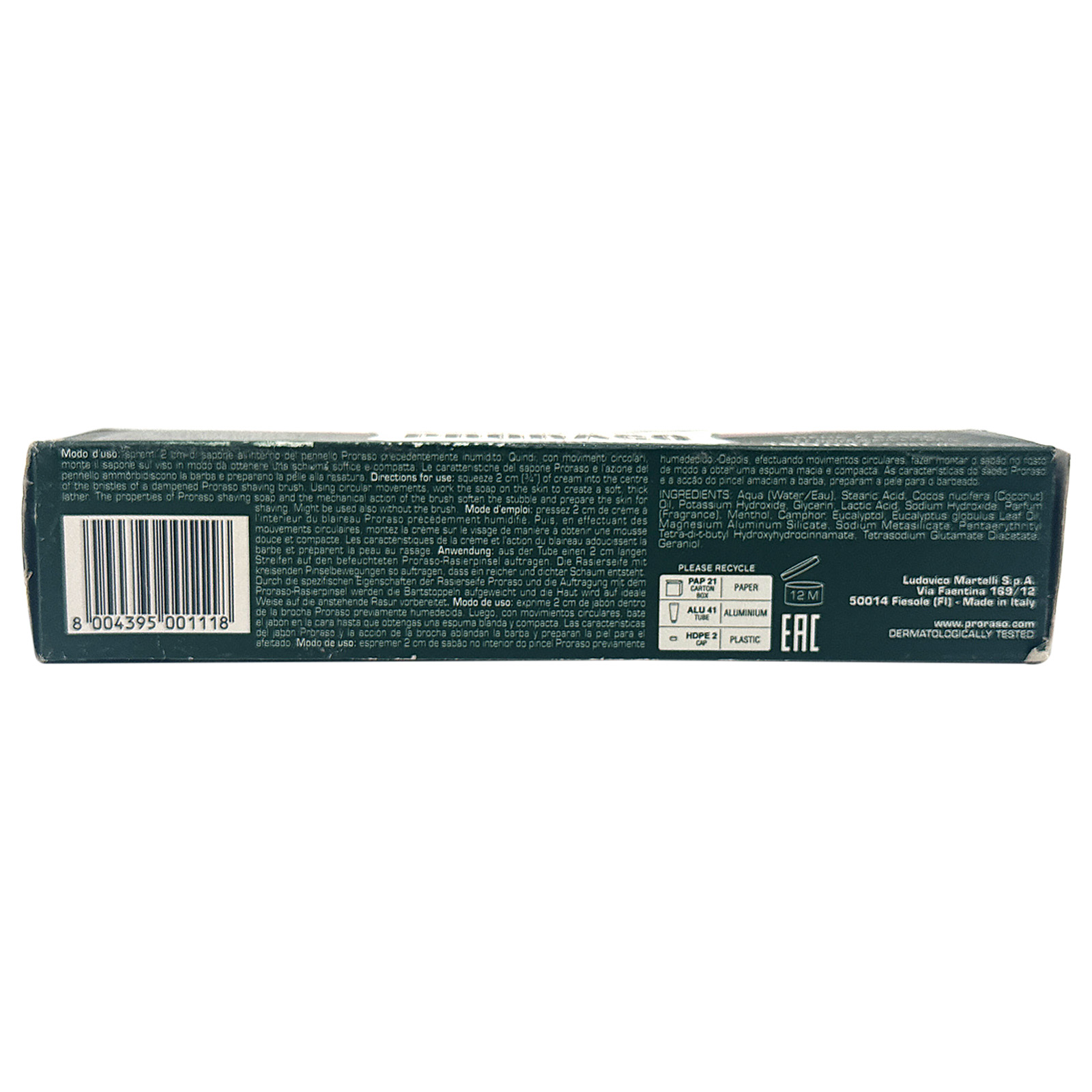 Proraso Shaving Cream, Refreshing Eucalyptus Oil and Menthol 5.2 Ounce