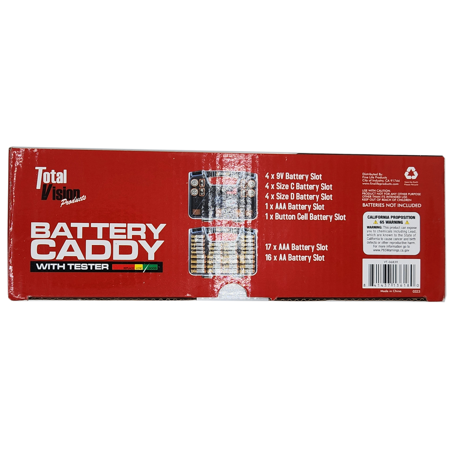 Total Vision Products Battery Caddy with Tester