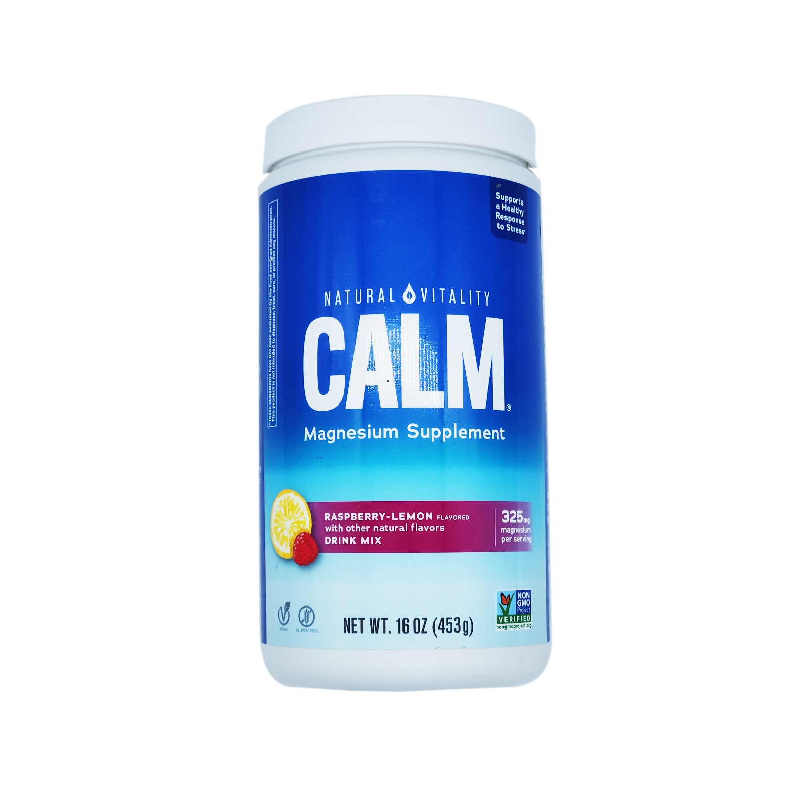 Natural Vitality Calm Raspberry-Lemon Vitamin | 16 Oz Powder