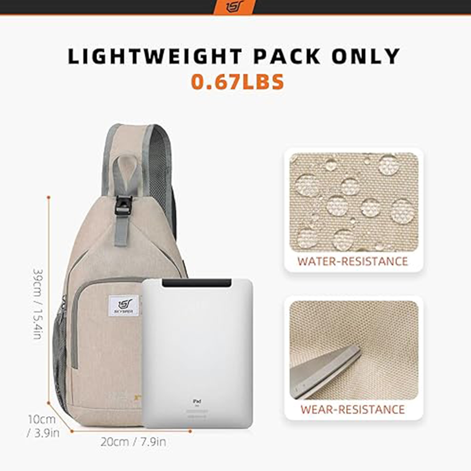 SKYSPER Sling Bag RFID Crossbody Sling Backpack Cross Body Shoulder Bag Travel Hiking Daypack for Women Men