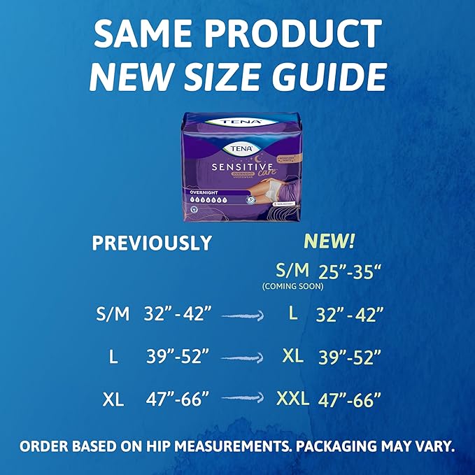 Tena Sensitive Care Overnight Incontinence Underwear for Women Large. 16 count (New Sizing)