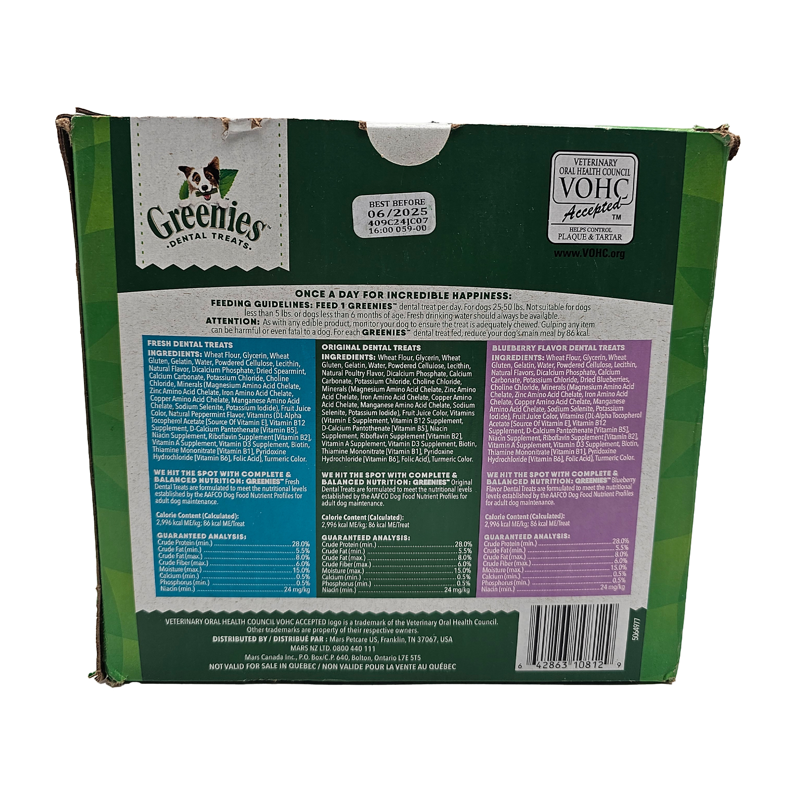 Greenies Regular Spearmint and Blueberry Flavored Variety Pack Dental Care Dog Treats, 3 x 12 oz Pouches