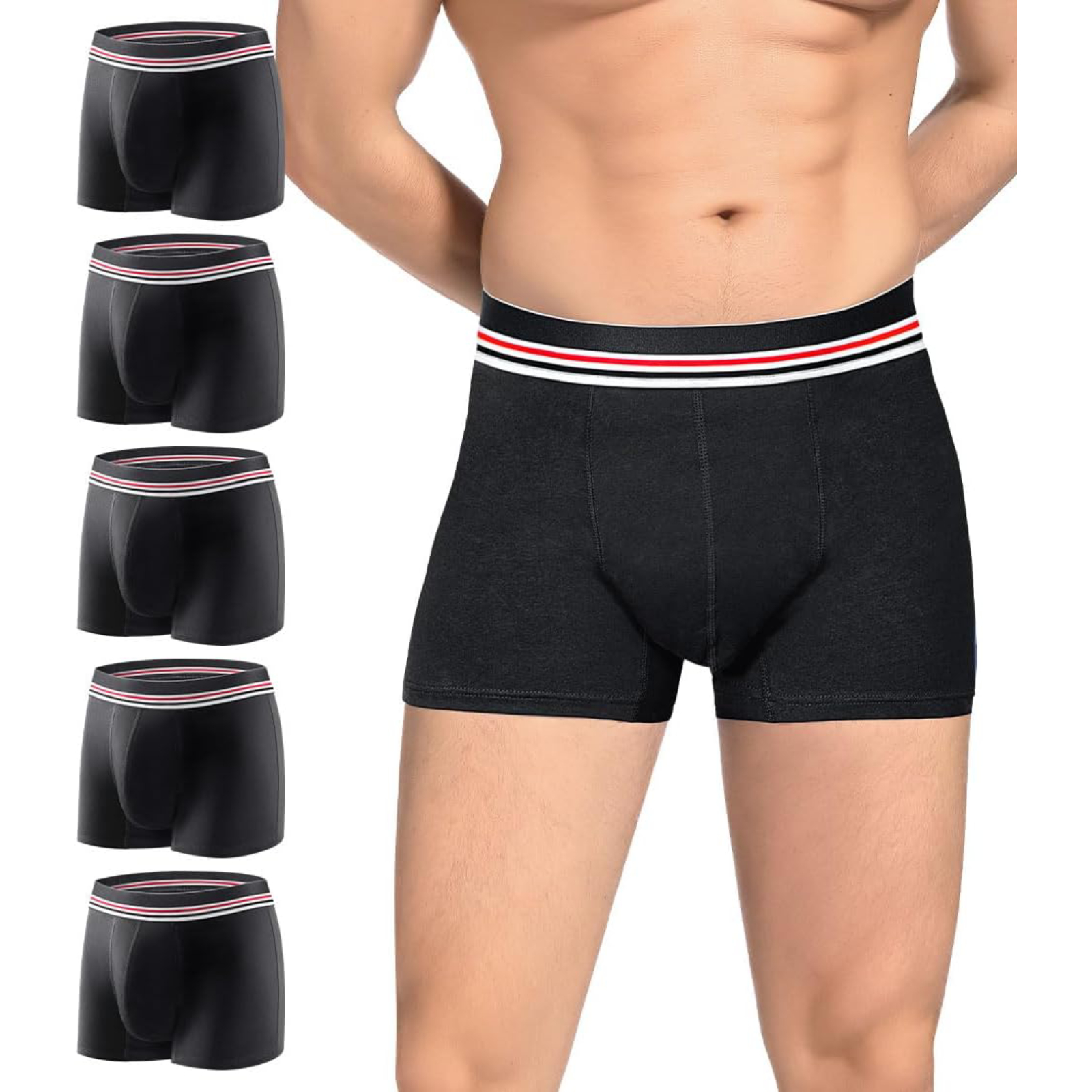 Carer Washable Incontinence Underwear for Men with Front Absorbent 80ml Mens Incontinence Underwear for Bladder Leak Proof Underwear for Men Waterproof Reusable Leakproof Boxer Briefs 5 Pack, Medium