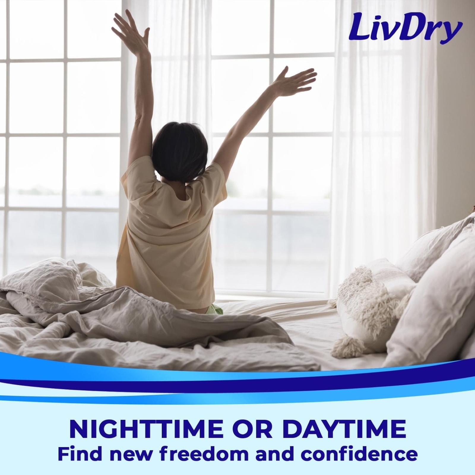 LivDry Overnight Adult Diapers for Women and Men, Max Protection Incontinence Underwear (Large, 16-Pack)