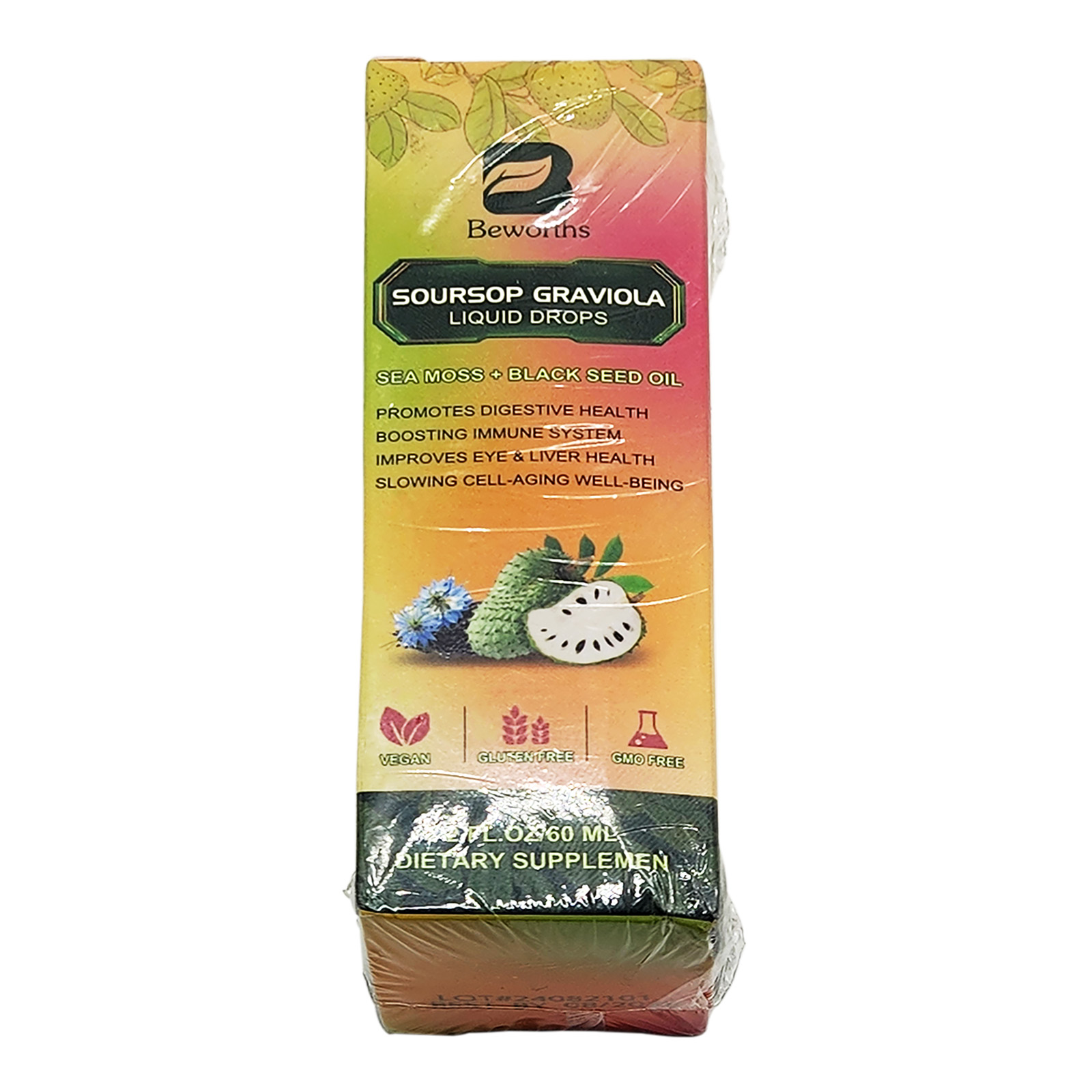 B Beworths Soursop Bitters Liquid Drops Supplement with Irish Sea Moss