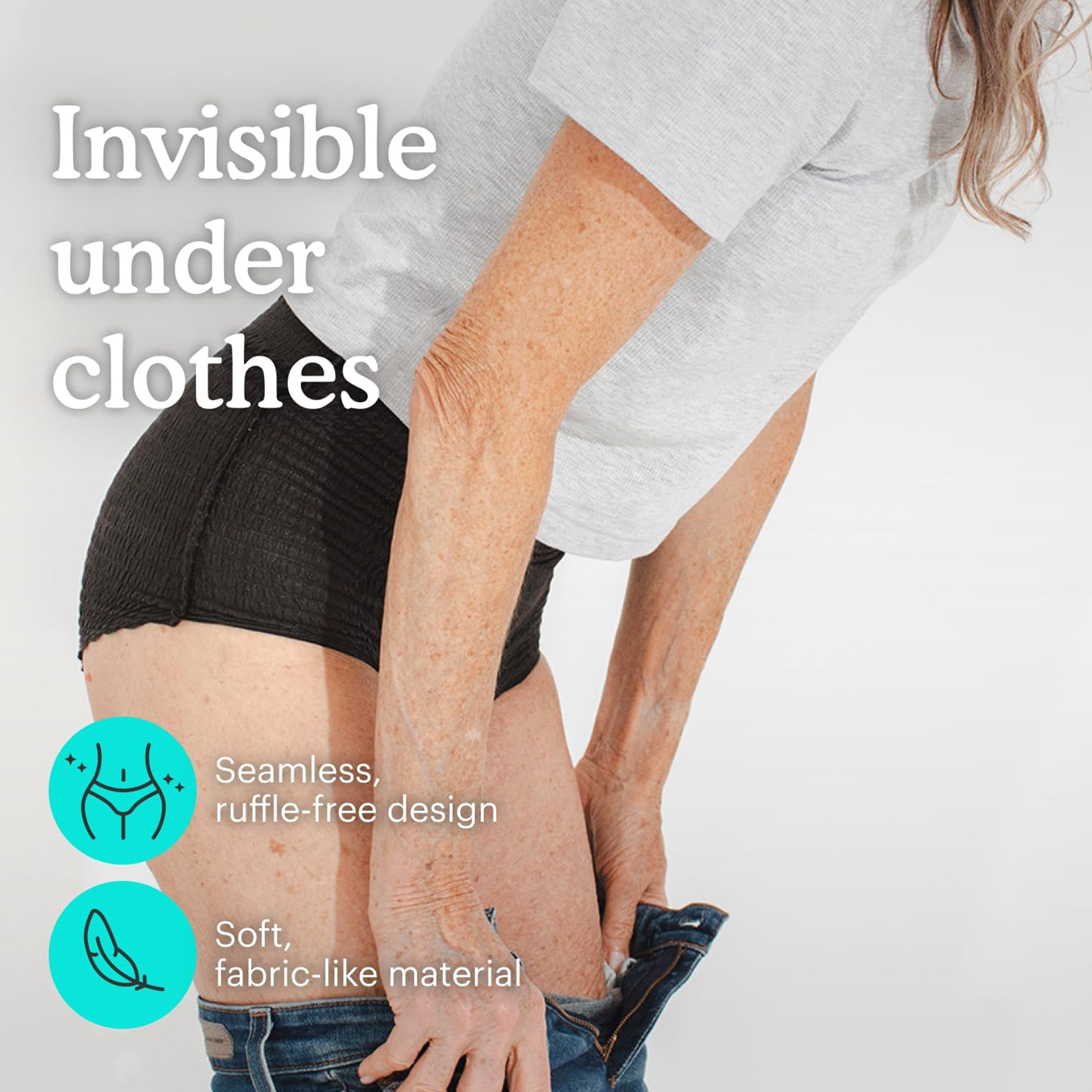 Because Premium Maximum Absorbency Adult Incontinence and Postpartum Bladder Leak Underwear for Women, Heavy Absorbency, Disposable, Black, Large, 20 Count