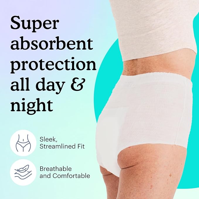 Because Overnight Absorbency Pull Ups - Adult Disposable Incontinence Underwear, Extra Absorbent Nighttime Briefs for Men and Women, White, XXLarge, 40 Count (4 Packs of 10)