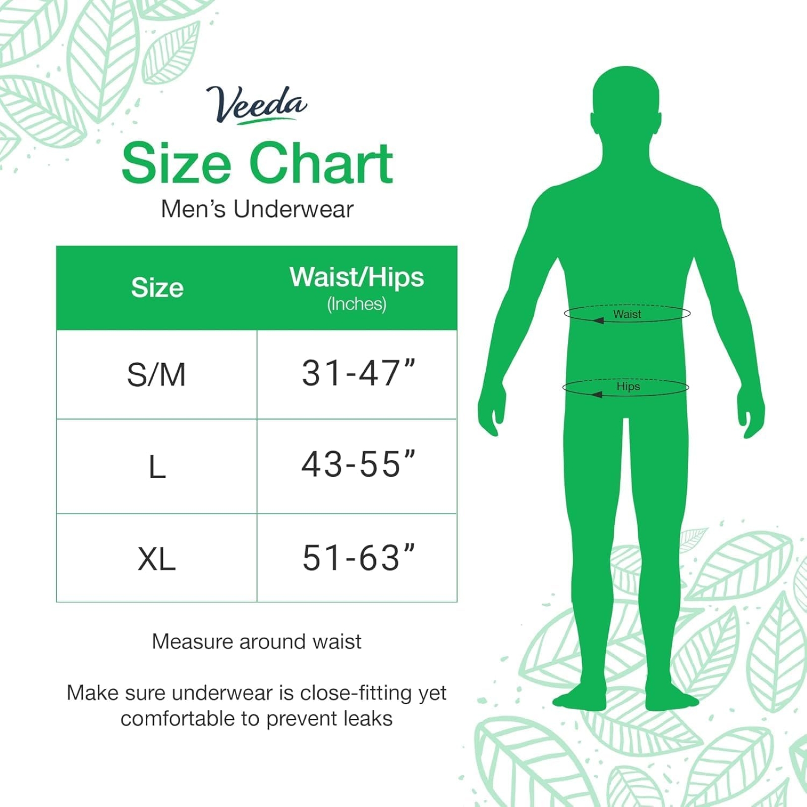 Veeda Natural Adult Incontinence Underwear for Men - Disposable Underwear for Bladder Leakage Protection - Adult Diapers for Men with Maximum Absorbency - Large Size - 96 Count