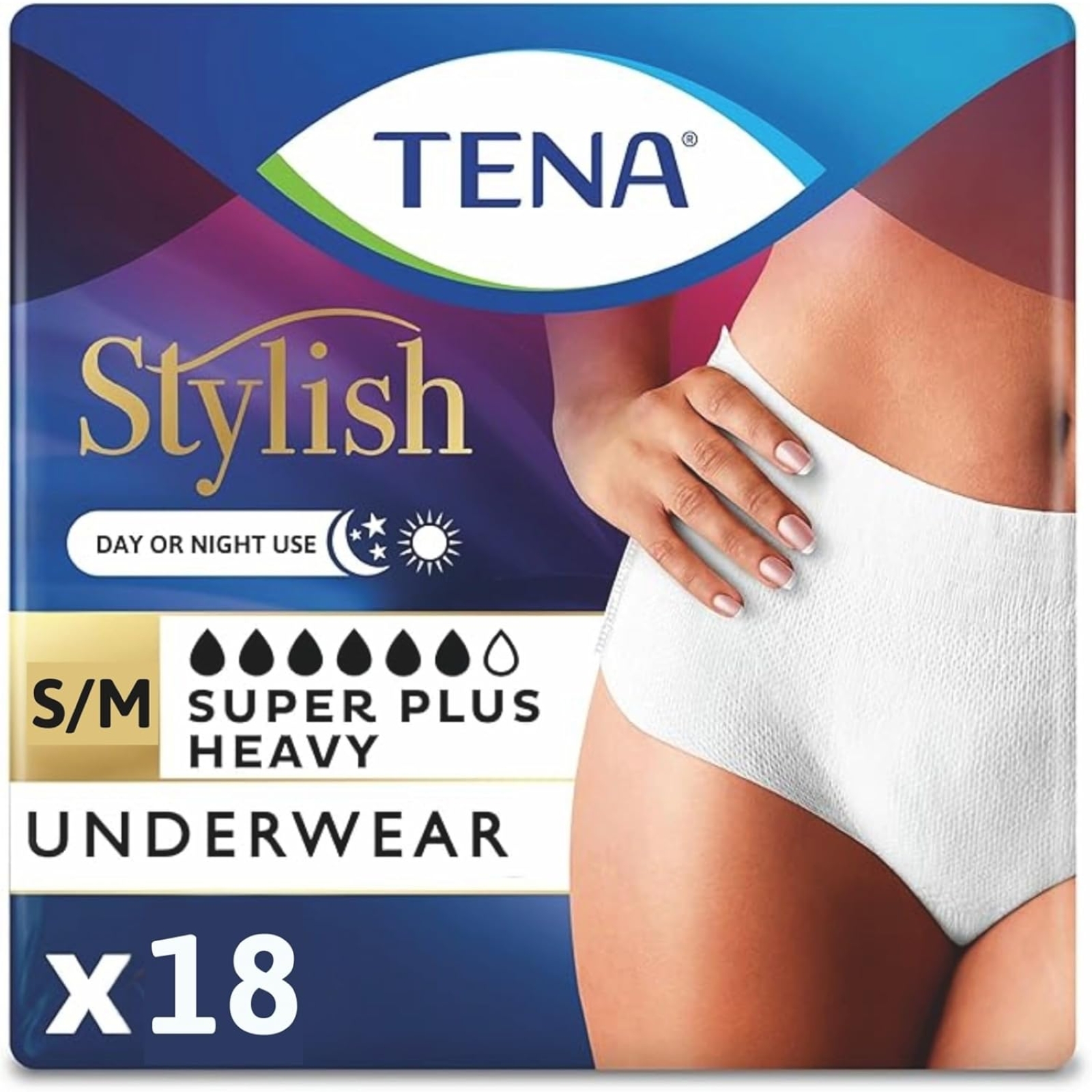 Tena Incontinence Underwear for Women, Super Plus Absorbency, Small/Medium, 18 Count