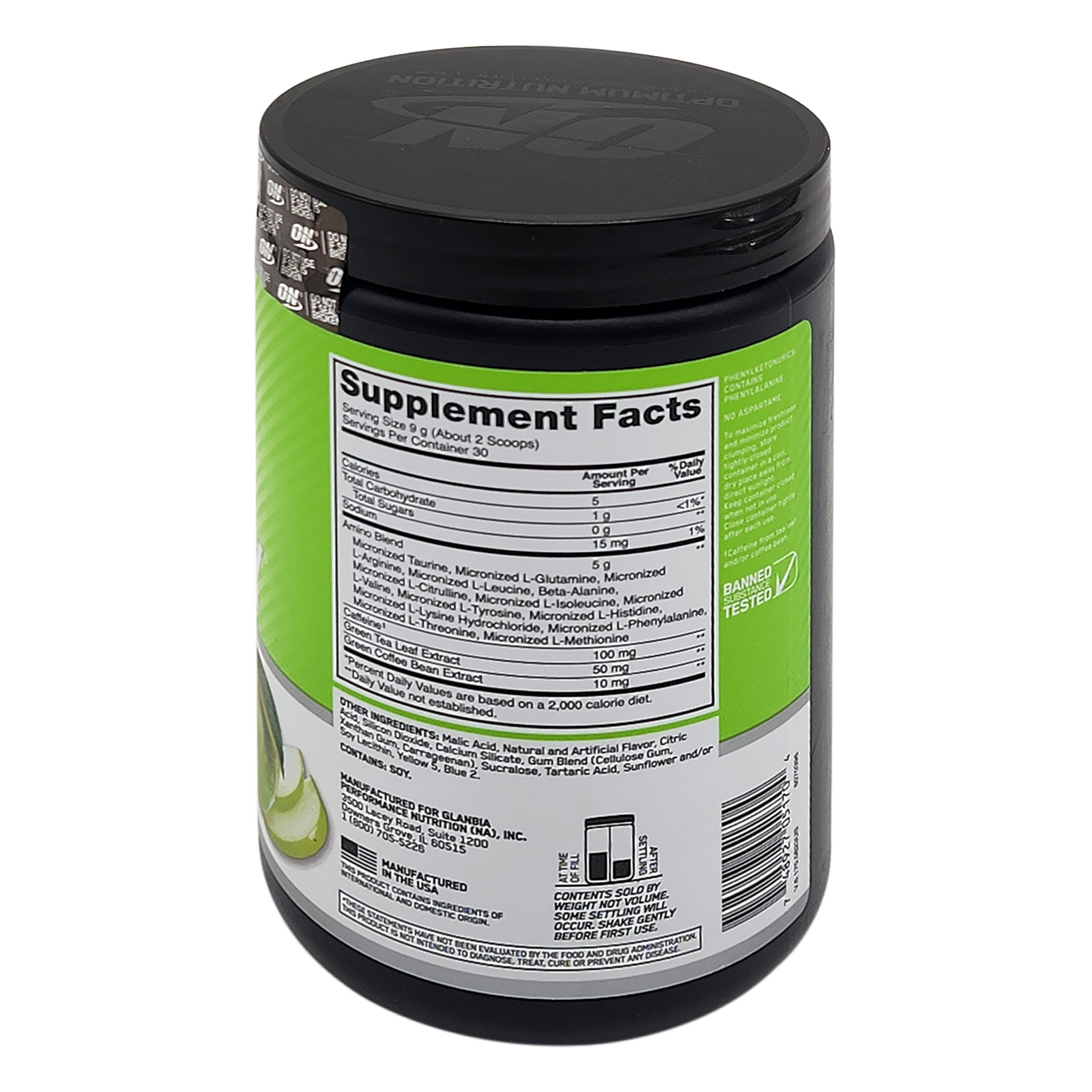 Optimum Nutrition Amino Energy, Green Apple, 30 Servings FAST SHIPPING