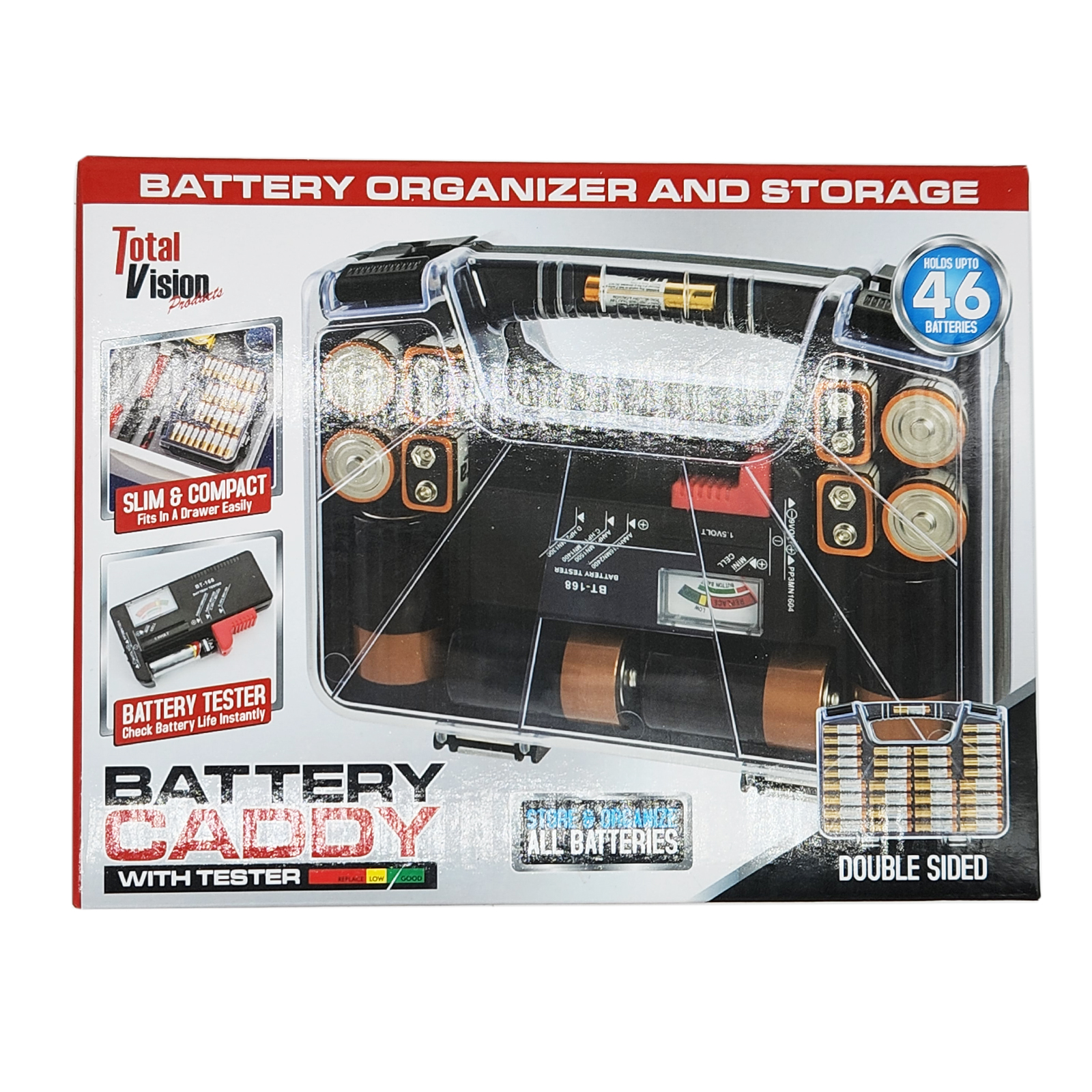 Total Vision Products Battery Caddy with Tester