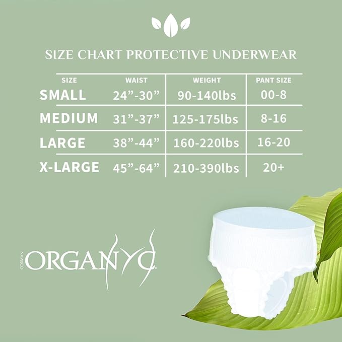 Organyc Bladder Control Underwear for Women - X-Large, 12 Count, Organic Cotton, No Leaks, No Odor, No Irritation
