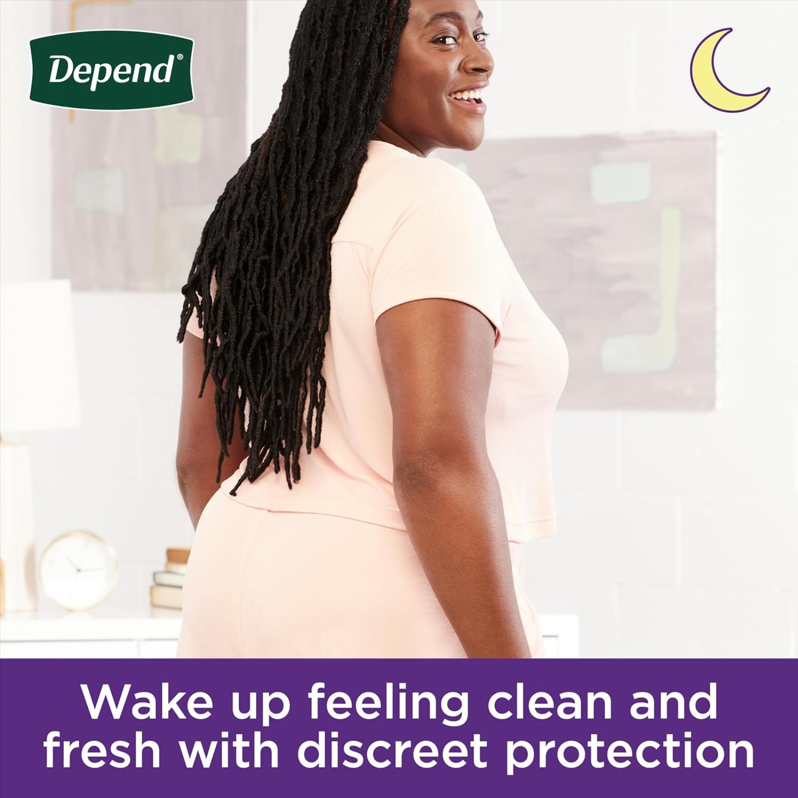 Depend Night Defense Adult Diapers, Incontinence & Postpartum Bladder Leak Underwear for Women, Disposable, Overnight, Large, Blush, 14 Count, Packaging May Vary