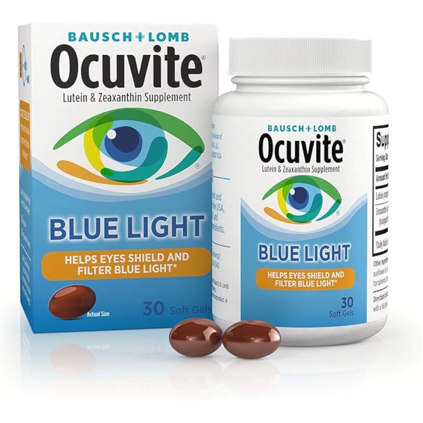 Ocuvite Blue Light Lutein & Zeaxanthin Supplement, Eye Vitamin for Eye Strain, Vision & Ocular Health Support, Softgels for Screen & Sunlight Exposure, 30 Softgels