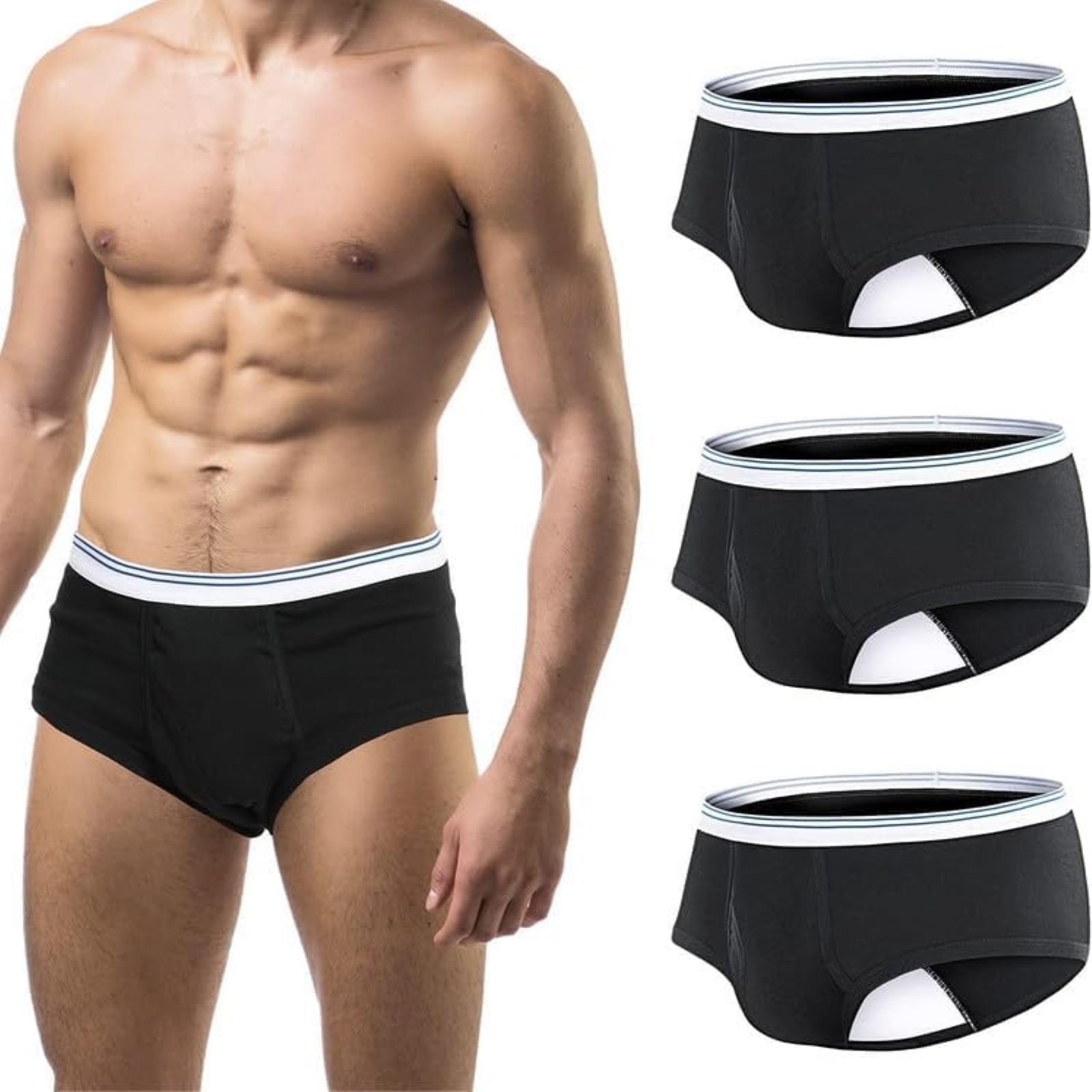 Carer Mens Incontinence Underwear Washable 3 Pack Cotton Reusable Incontinence Boxers Briefs for Men Built in Cotton Pad for Bladder Leakage 150ML, 4X-Large
