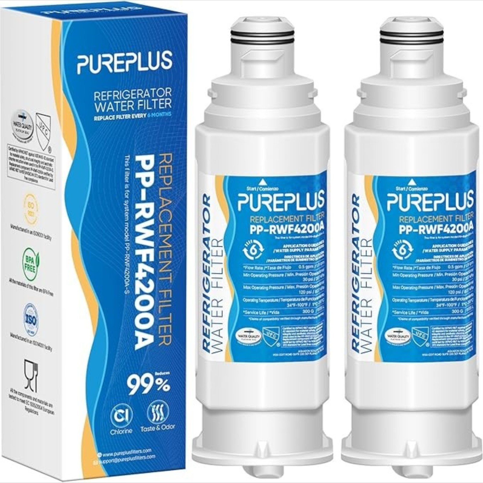 PUREPLUS DA97-17376B Replacement for Samsung HAF-QIN, HAF-QIN/EXP, DA97-08006C, RF23M8070SG Refrigerator Water Filter,2PACK
