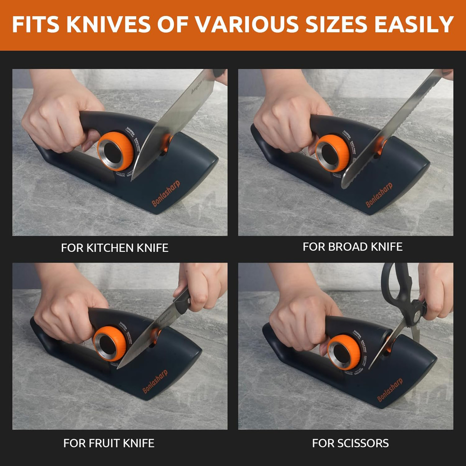 5 in 1 Adjustable Knife Sharpener, Premium Handheld Kitchen Knife Sharpeners Help Repair, Restore, Polish Blades Sharpening Tool Works for Pocket Knife Chefs & Serrated & Bread Knife, Scissors