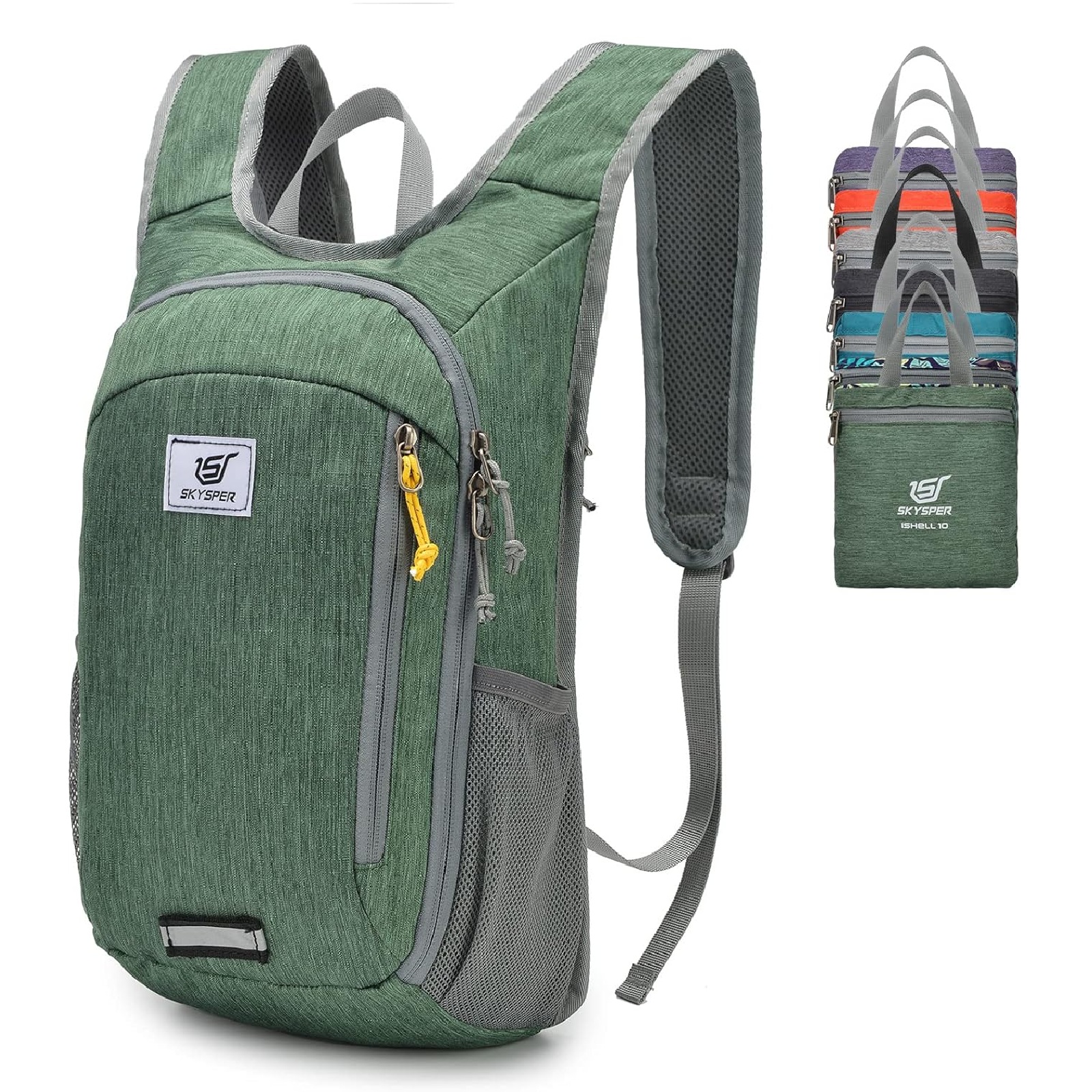 SKYSPER Small Daypack 10L Hiking Backpack Packable Lightweight Travel Day Pack for Women Men ( Green)