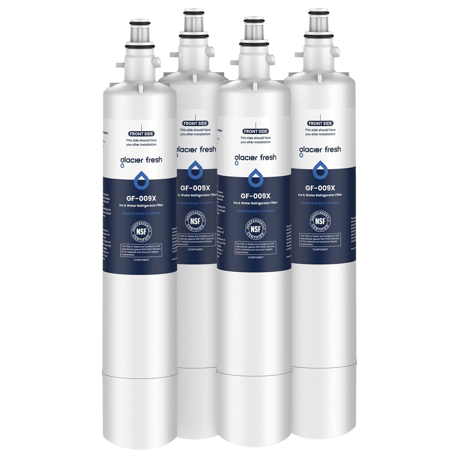 (4 pack) GLACIER FRESH Replacement for RPWFE, RPWF (Built-in CHIP) Refrigerator Water Filter, Compatible with GFE28GYNFS, GFE28GELDS, PFE28KELDS, PFE28KYNFS, GFD28GELDS, PWE23KELDS, PWE23KMKES 