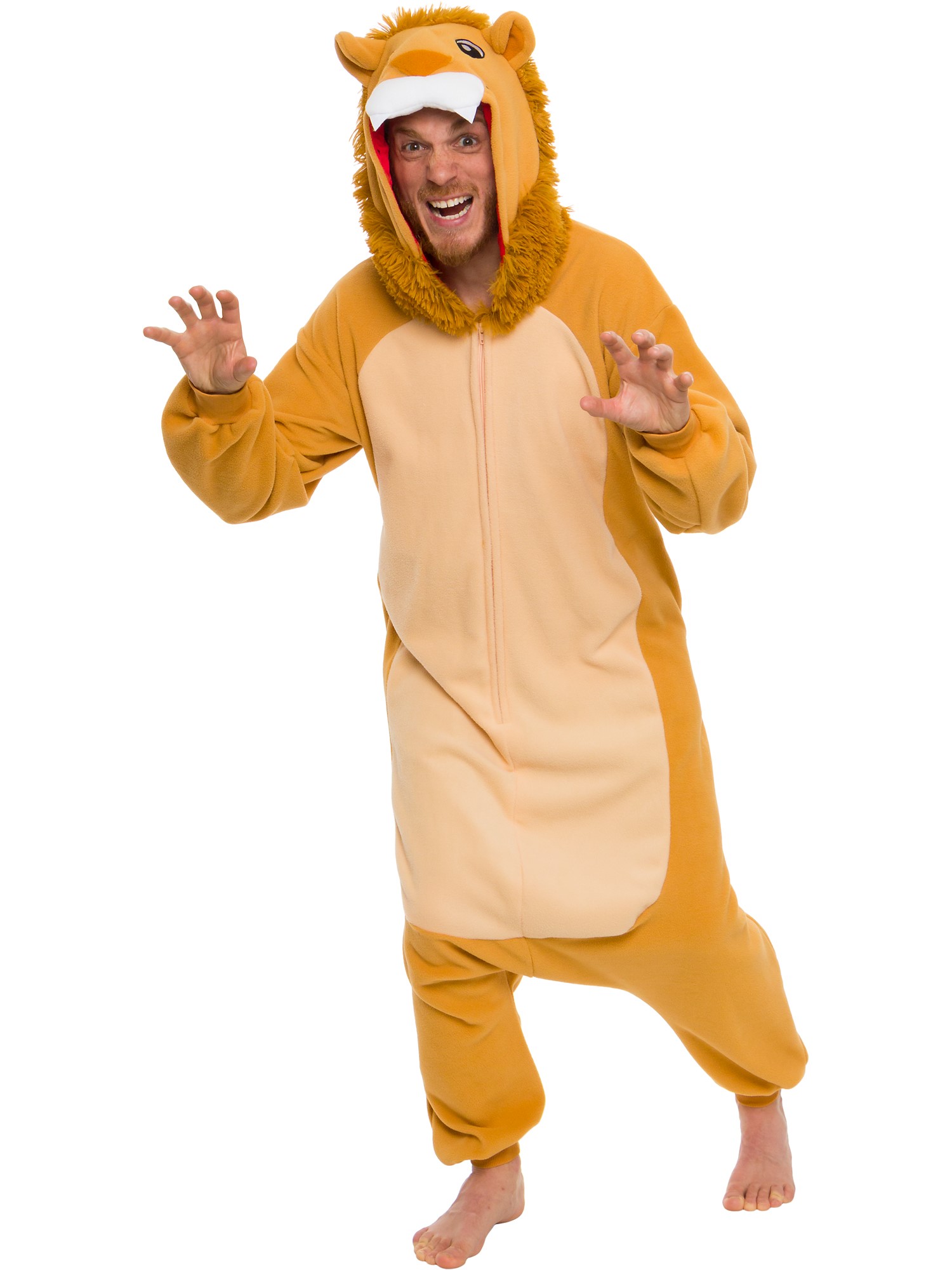 Silver Lilly Plush Lion Costume - Adult One Piece  Animal Pajamas / Onesie