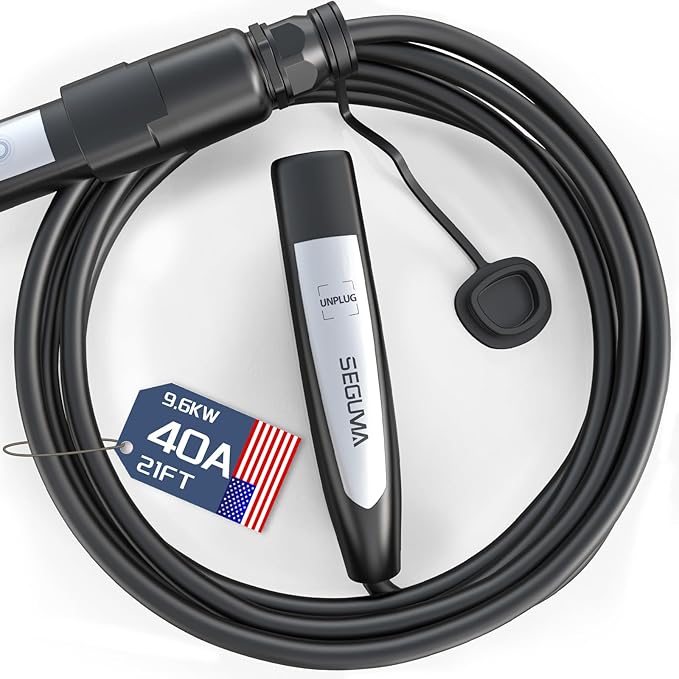 SEGUMA EV Charger Extension Cable for Tesla Charger (40Amp 21ft 240V 9.6kW), EV Extension Cord for Level 1 Level 2 Tesla Home Mobile Charger/Wall Connector, NACS Extension Cord for Tesla Y/X/3/S/Cyber-truck