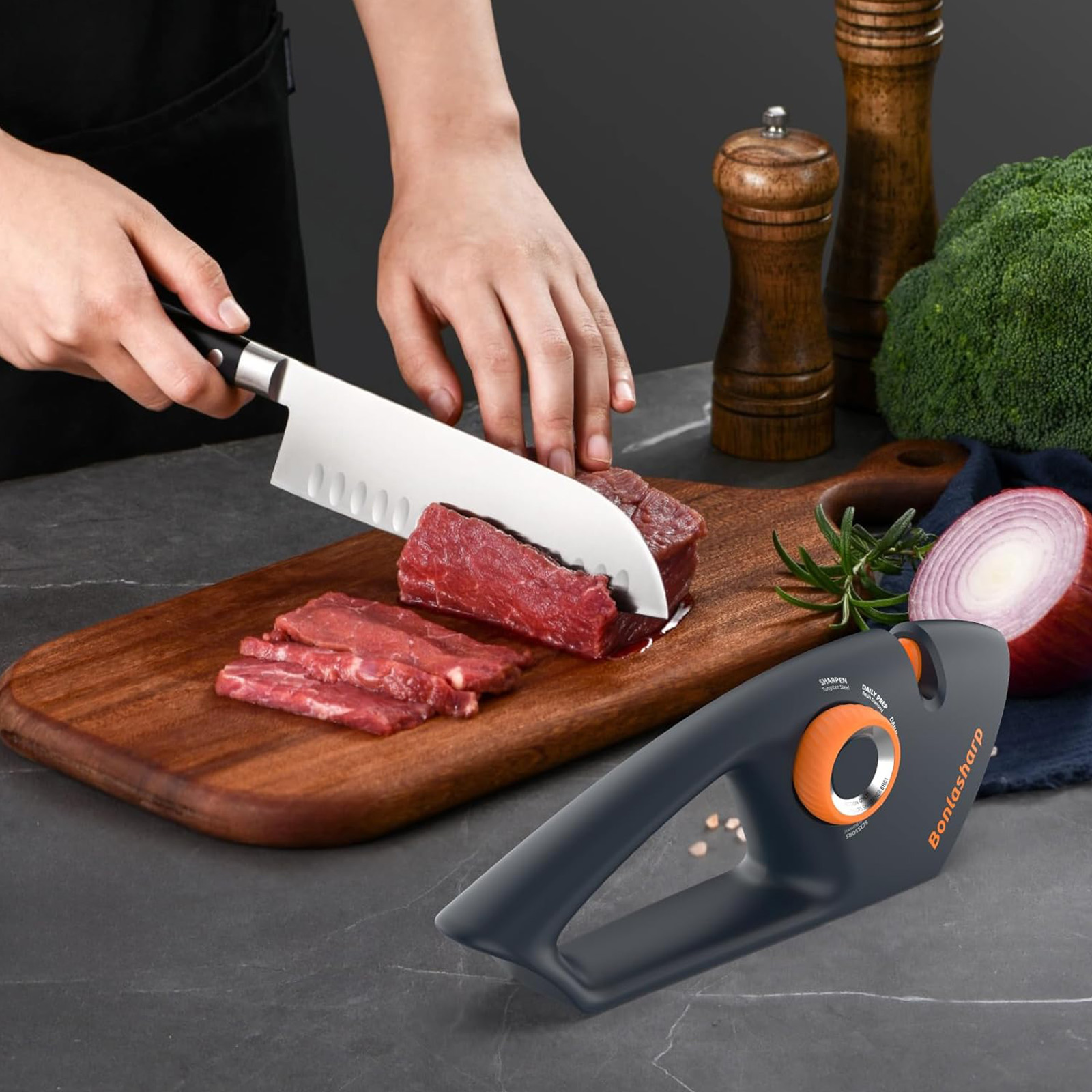 5 in 1 Adjustable Knife Sharpener, Premium Handheld Kitchen Knife Sharpeners Help Repair, Restore, Polish Blades Sharpening Tool Works for Pocket Knife Chefs & Serrated & Bread Knife, Scissors