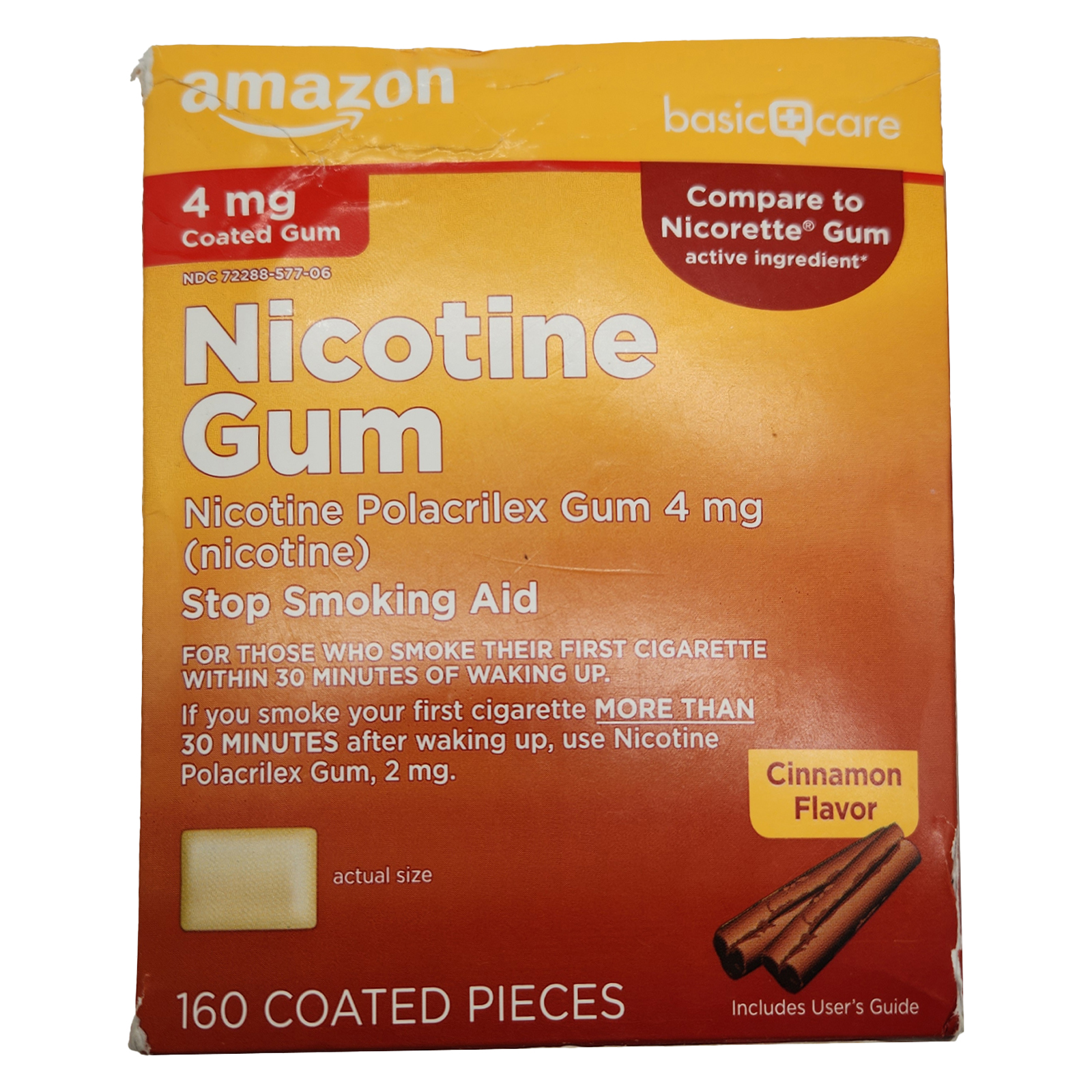 Amazon Basic Care Nicotine Gum 4mg Cinnamon Flavor 160 Pieces **READ**