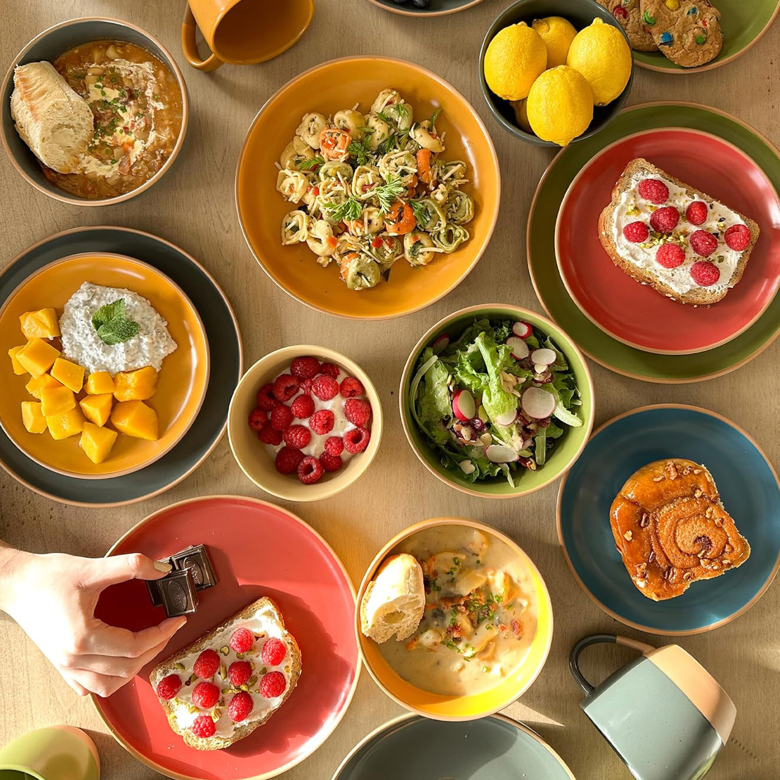Mora Ceramic Artisan Matte Plates Set, 7.8 in - Set of 6 - The Dessert, Salad, Appetizer, Small Dinner etc Plate. Microwave, Oven, and Dishwasher Safe, Scratch Resistant. Kitchen Porcelain Dish
