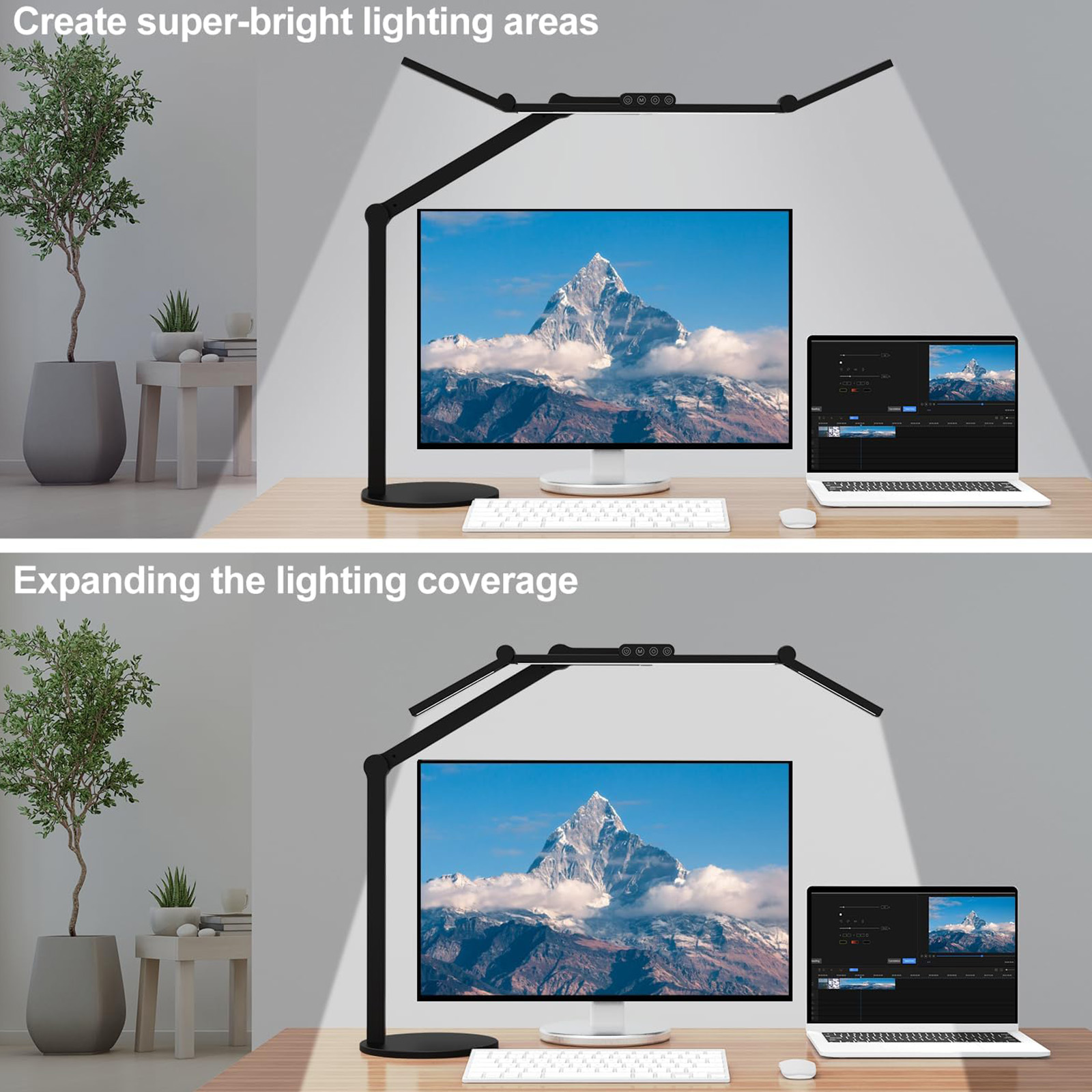 Micomlan Architect Desk Lamp with Atmosphere Lighting, 24W Bright Auto Dimming