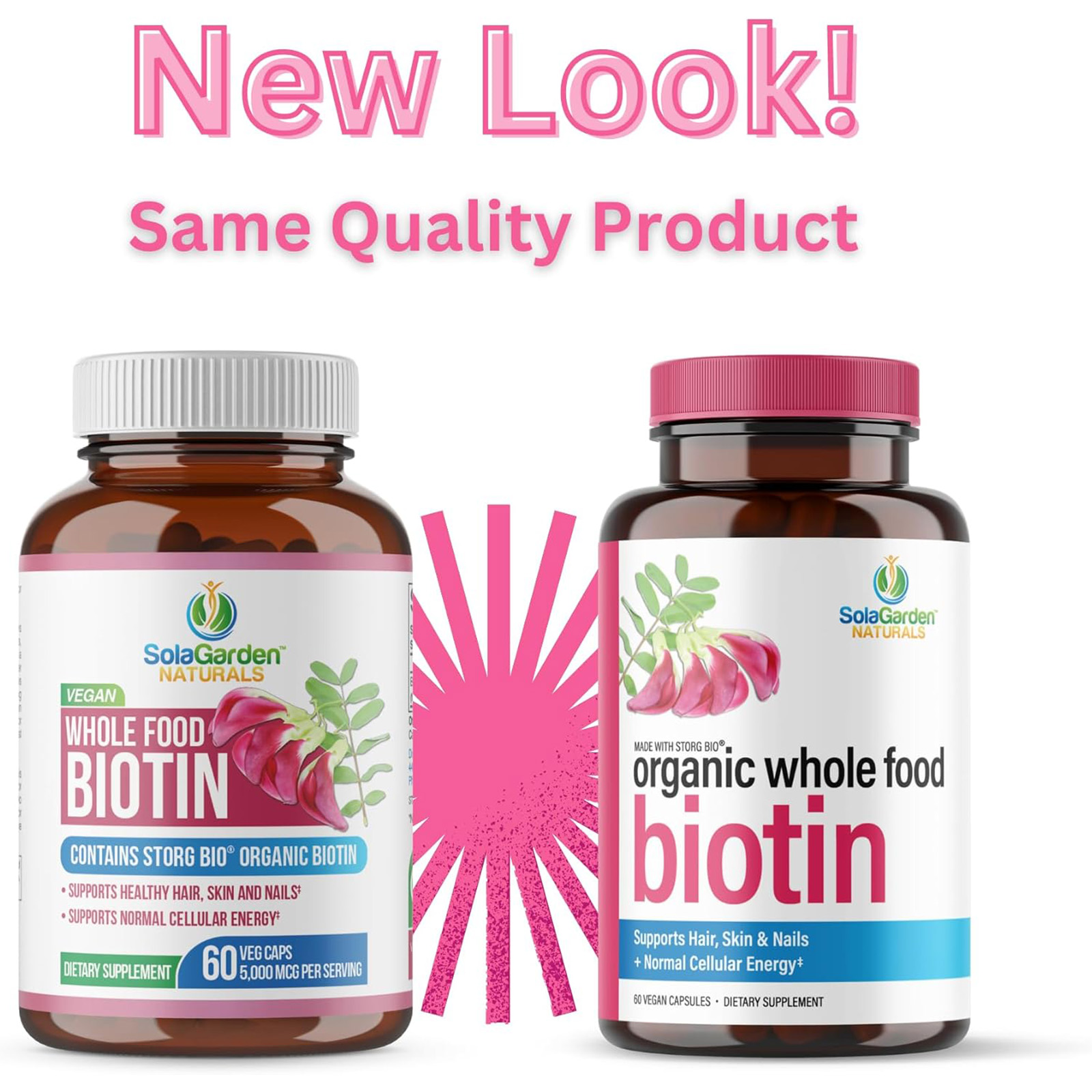 Whole Food Biotin Supplement, May Support Hair, Skin and Nails. 60 Capsules.