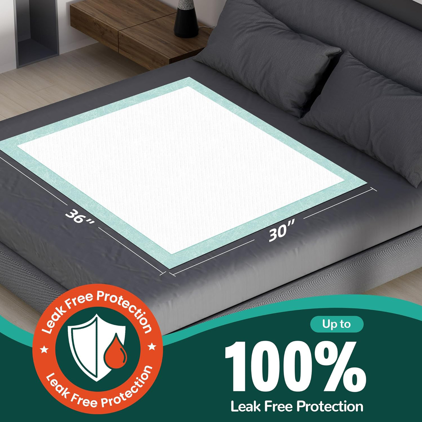 MILDPLUS 30''x36'' Bed Pads (Adhesive, 30 Ct), XL, Disposable Incontinence