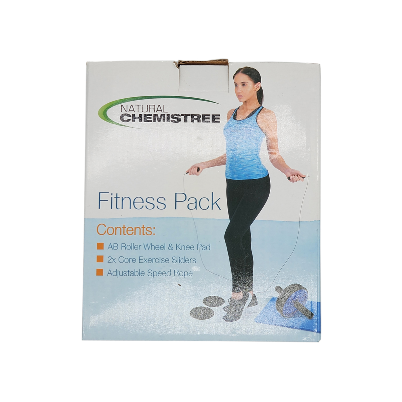 NATURAL CHEMISTREE Ab Roller, Core Sliders, and Speed Jump Rope (3-Piece Set) Workout and Exercise Bundle