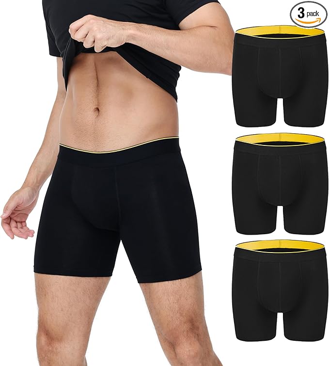 BATTEWA Full Coverage Incontinence Underwear for Men Overnight Leak Proof Boxer Briefs Protective Underpants for Male Bladder Control Absorbency 100ml, 3Pack (XL, Black)