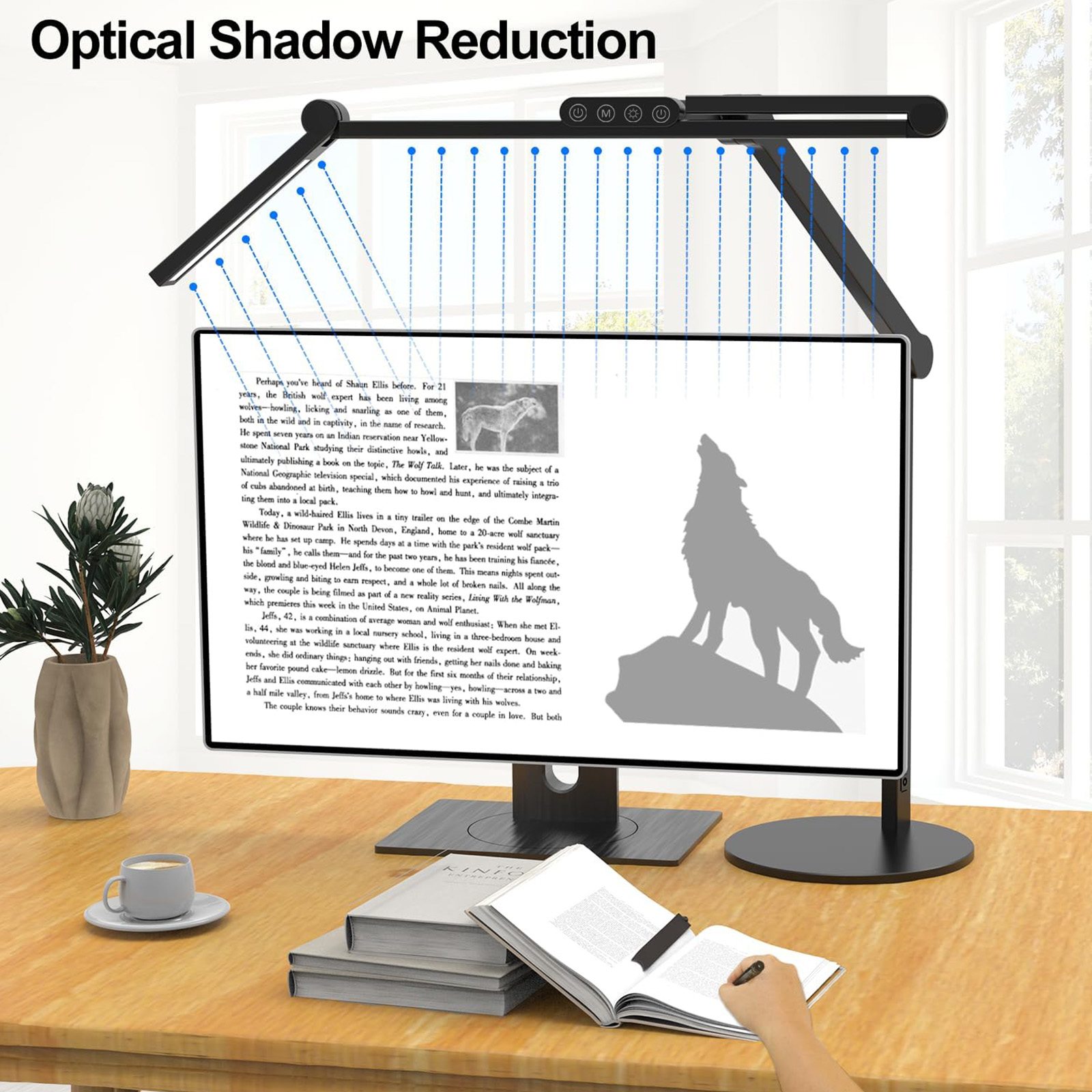 Micomlan Architect Desk Lamp with Atmosphere Lighting, 24W Bright Auto Dimming