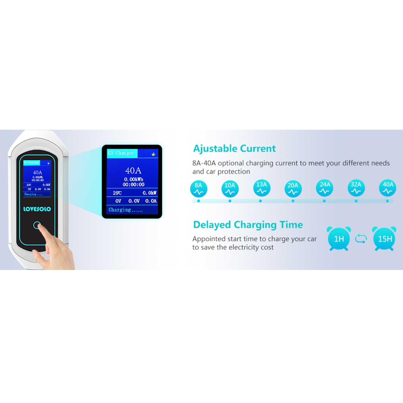 Lovesolo EV Charging Station Level 2 EV Charger for Tesla Wall Charger | 40A 240V 9.6KW ETL Listed Portable Mobile Charger for Tesla | with NEMA 14-50R to 16-20P Adapter | Home Charger for Tesla Model Y/3/S/X | APP Control