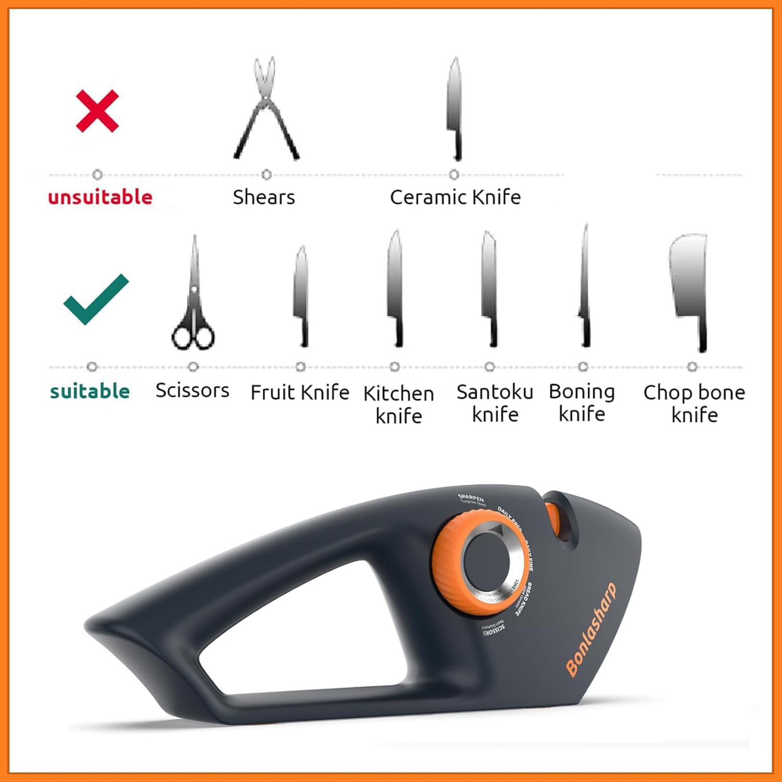5 in 1 Adjustable Knife Sharpener, Premium Handheld Kitchen Knife Sharpeners Help Repair, Restore, Polish Blades Sharpening Tool Works for Pocket Knife Chefs & Serrated & Bread Knife, Scissors